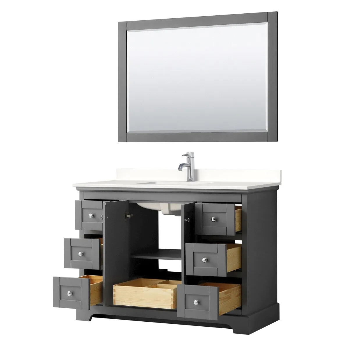 Avery 48-inch Single Vanity. Quartz Top. 46-inch Mirror