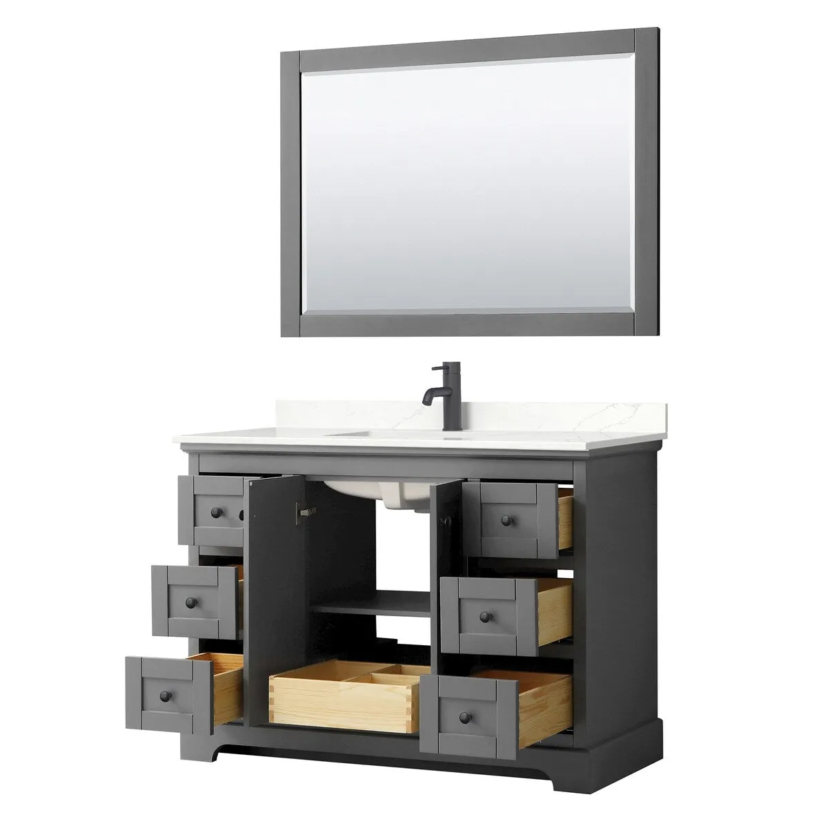 Avery 48-inch Single Vanity. Quartz Top. 46-inch Mirror