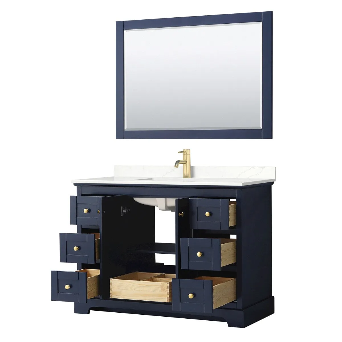 Avery 48-inch Single Vanity. Quartz Top. 46-inch Mirror