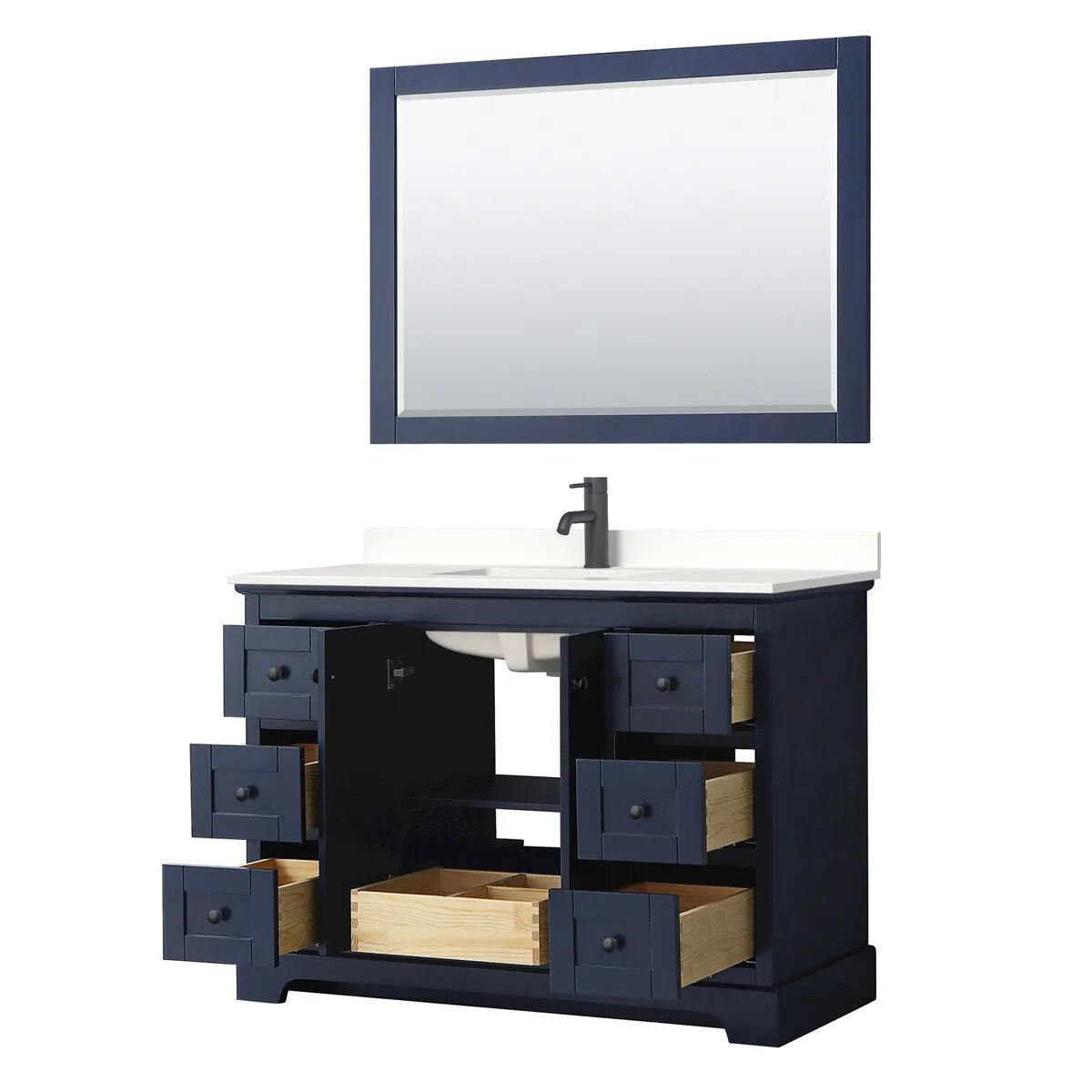 Avery 48-inch Single Vanity. Quartz Top. 46-inch Mirror
