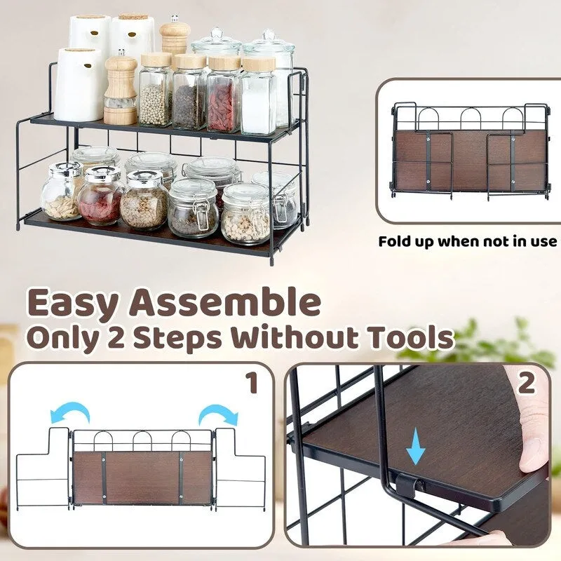 Bathroom Counter Organizer. 2 Tier Bathroom Organizers and Storage. Foldable Bathroom Organizer Countertop