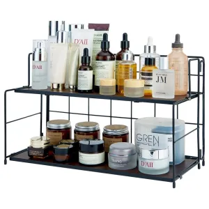 Bathroom Counter Organizer. 2 Tier Bathroom Organizers and Storage. Foldable Bathroom Organizer Countertop