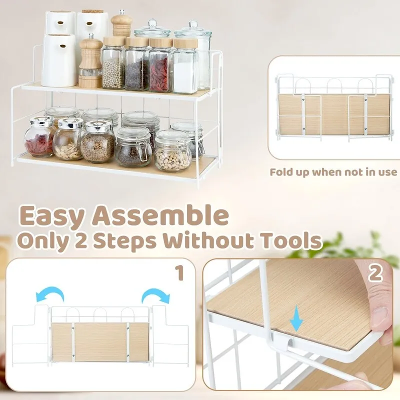 Bathroom Counter Organizer. 2 Tier Bathroom Organizers and Storage. Foldable Bathroom Organizer Countertop