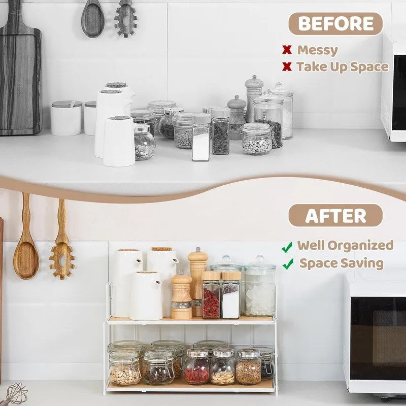 Bathroom Counter Organizer. 2 Tier Bathroom Organizers and Storage. Foldable Bathroom Organizer Countertop