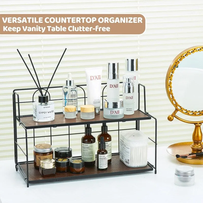 Bathroom Counter Organizer. 2 Tier Bathroom Organizers and Storage. Foldable Bathroom Organizer Countertop