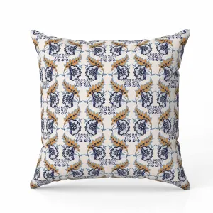Botanical Bouquet Indoor/Outdoor Reversible Throw Pillow Blue and Orange