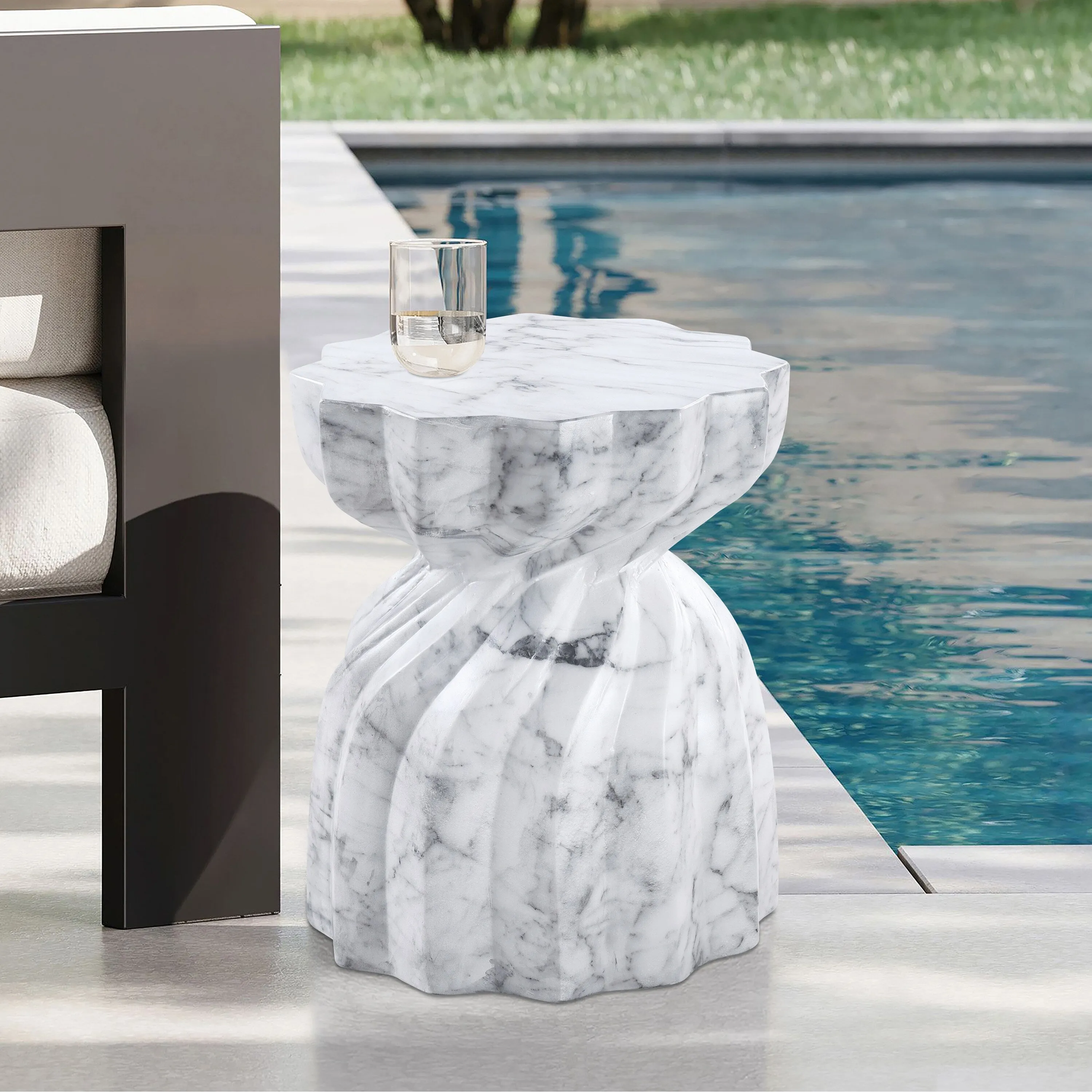 Caserta Finished Concrete Indoor/Outdoor End Table
