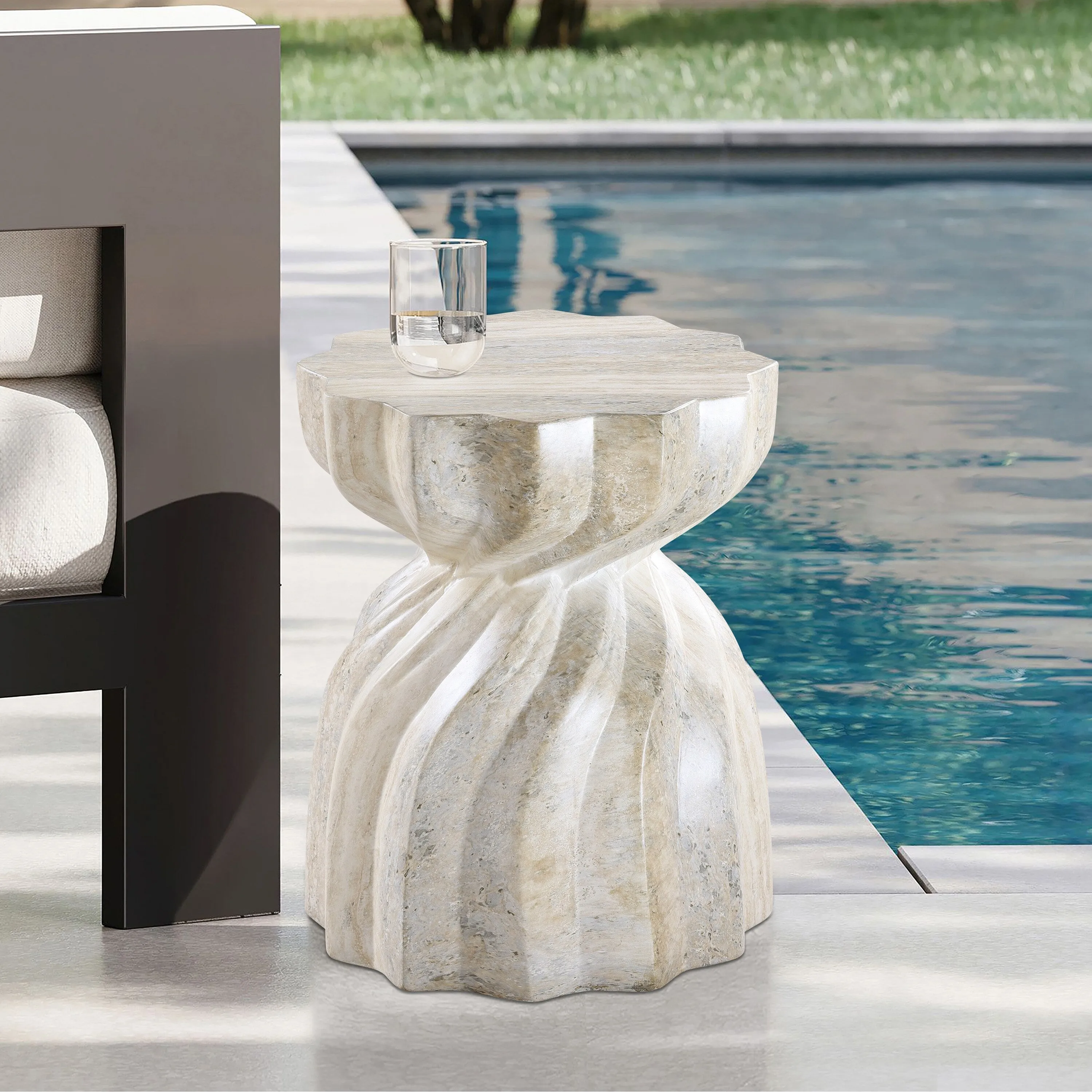 Caserta Finished Concrete Indoor/Outdoor End Table