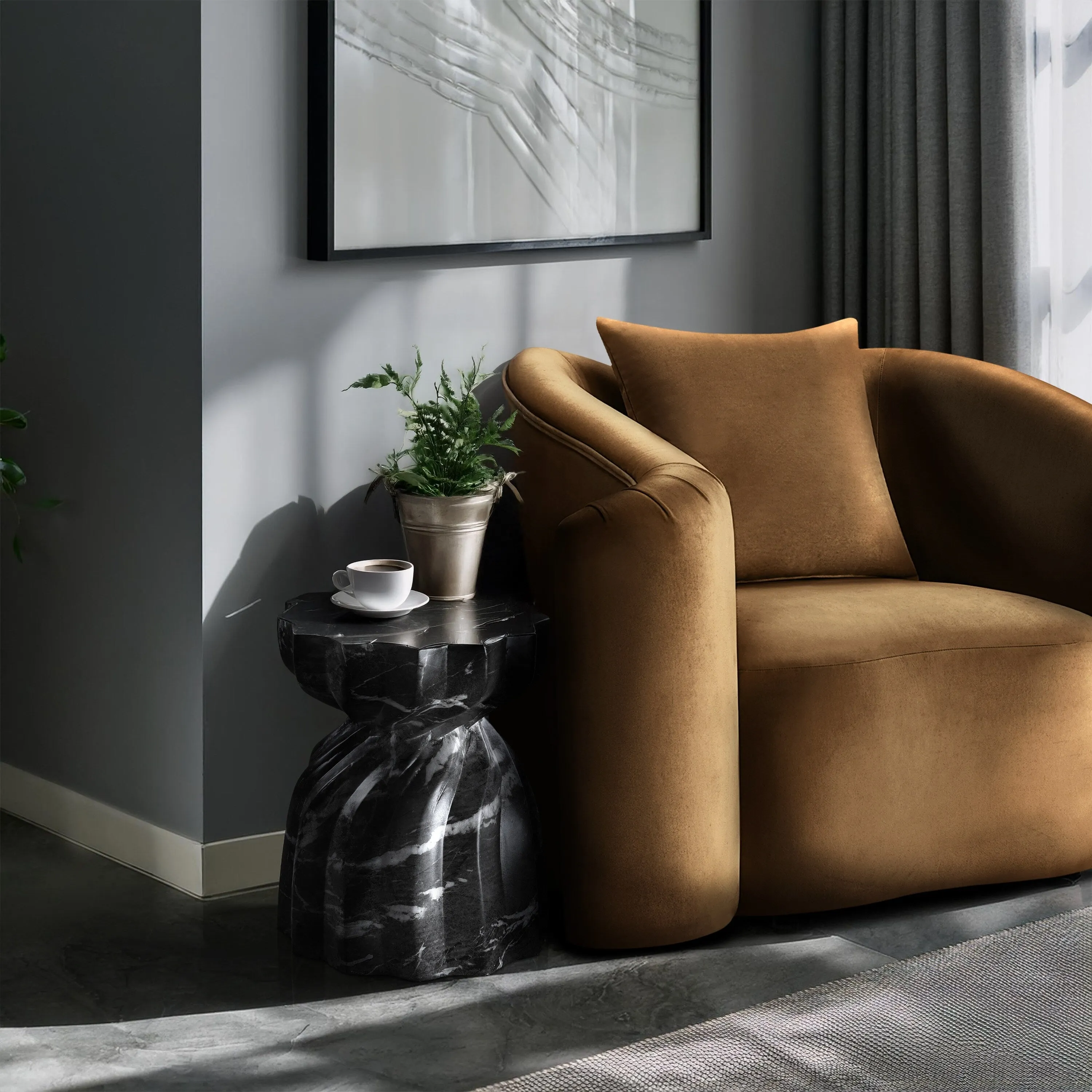 Caserta Finished Concrete Indoor/Outdoor End Table