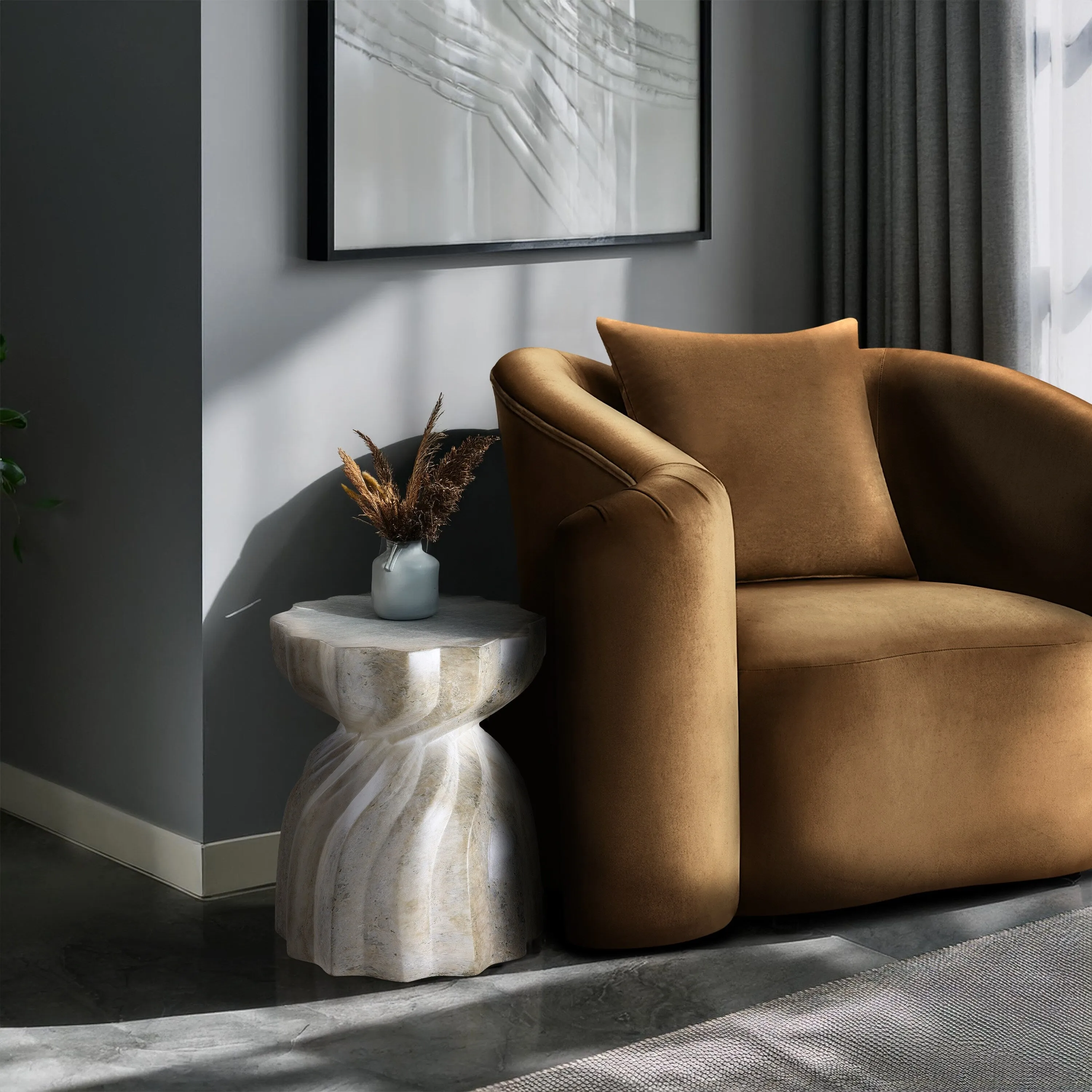 Caserta Finished Concrete Indoor/Outdoor End Table