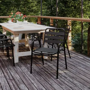 Commercial Indoor-Outdoor Restaurant Stack Chair with Slat Back and Arms