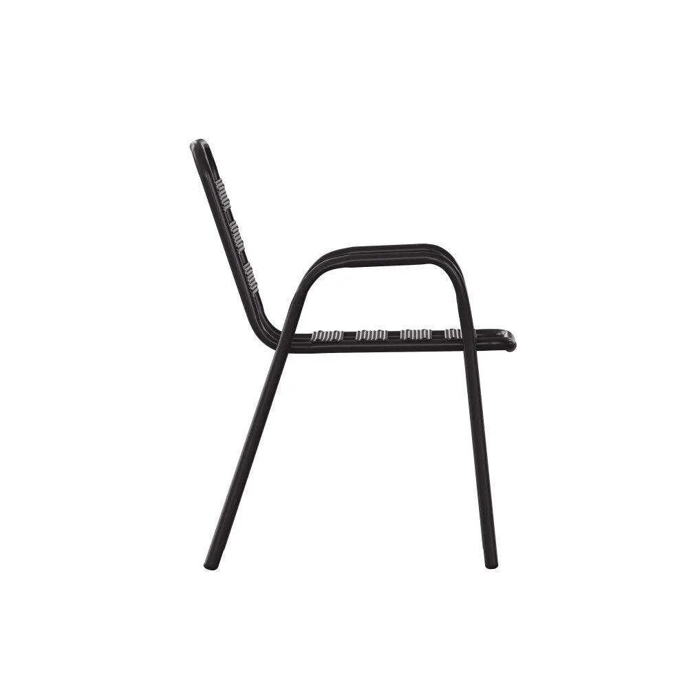 Commercial Indoor-Outdoor Restaurant Stack Chair with Slat Back and Arms