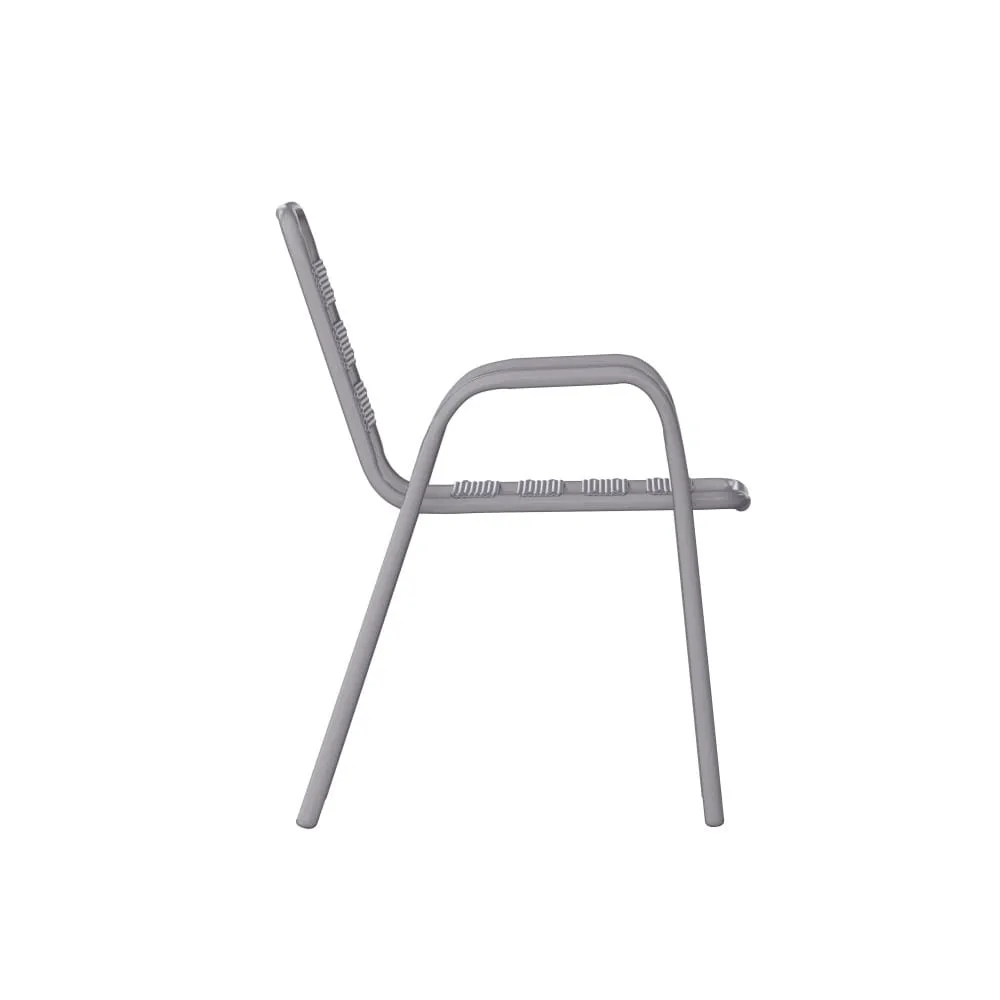 Commercial Indoor-Outdoor Restaurant Stack Chair with Slat Back and Arms
