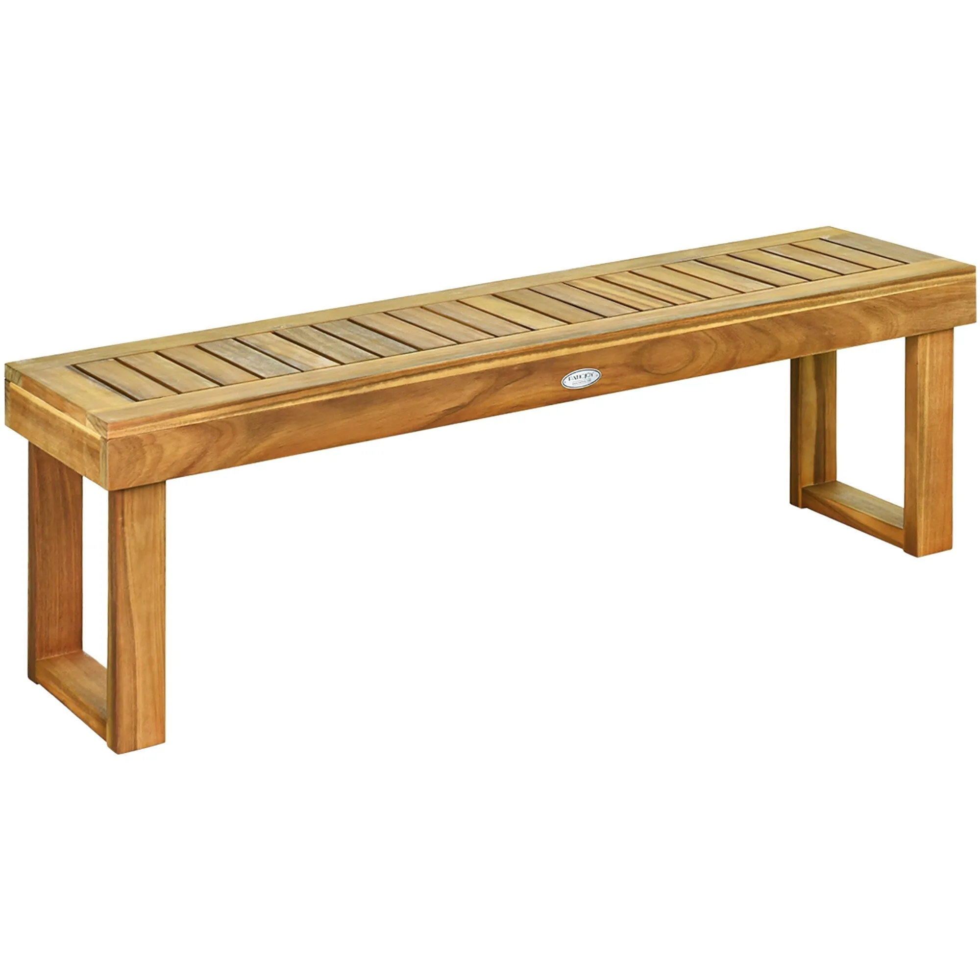 Costway 1/2 PCS 52 Outdoor Acacia Wood Dining Bench Chair Seat Slat