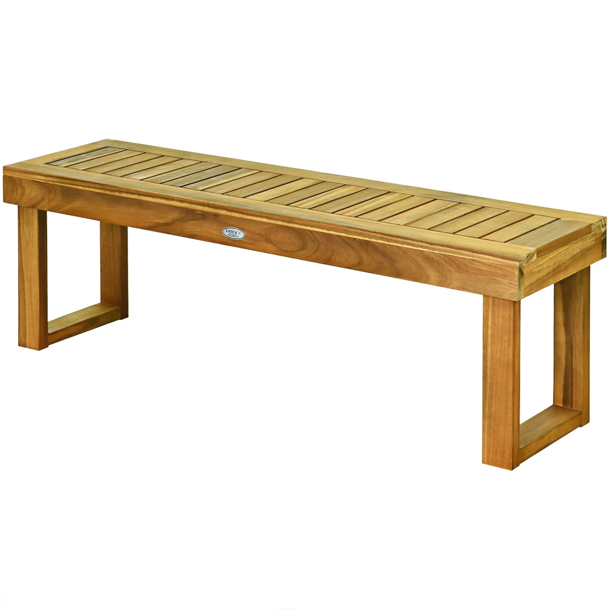Costway 1/2 PCS 52 Outdoor Acacia Wood Dining Bench Chair Seat Slat