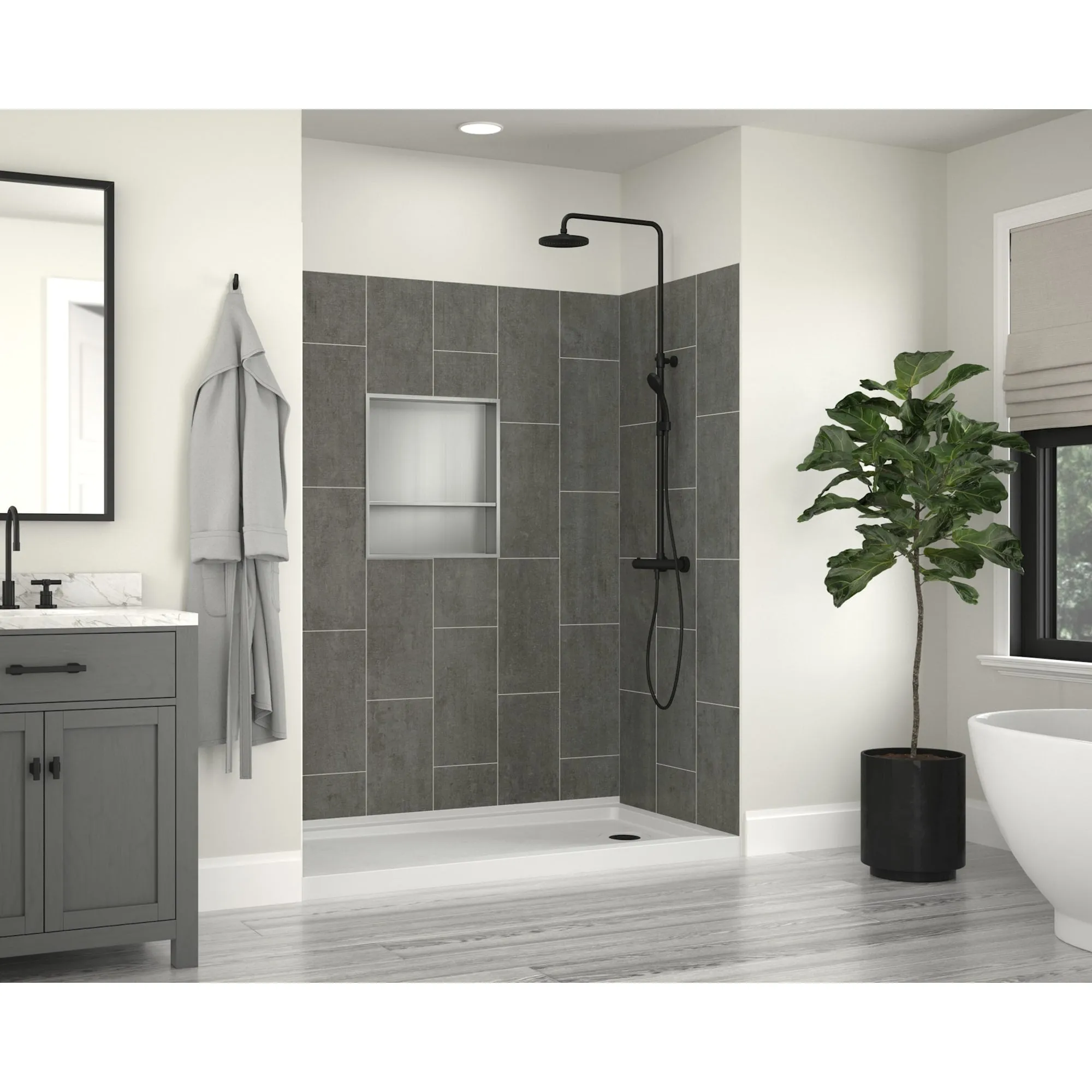 CRAFT   MAIN N2022S 22-11/16 H x 20-11/16 W Stainless Steel Shower