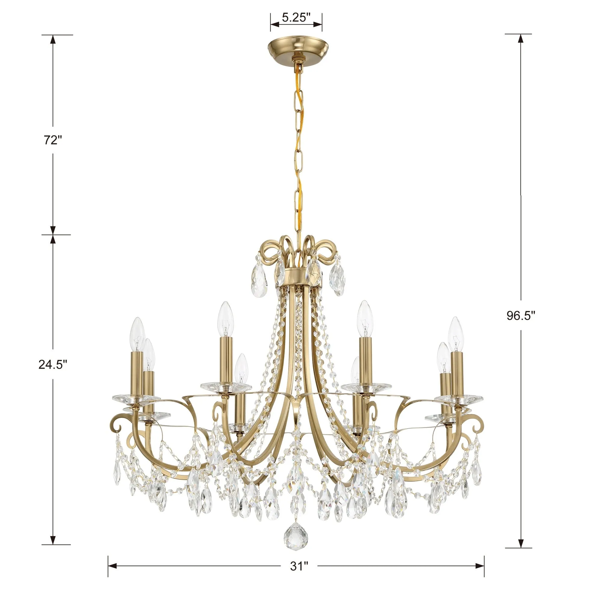 Crystorama Lighting Group Othello 8 Light 31 Wide Chandelier with