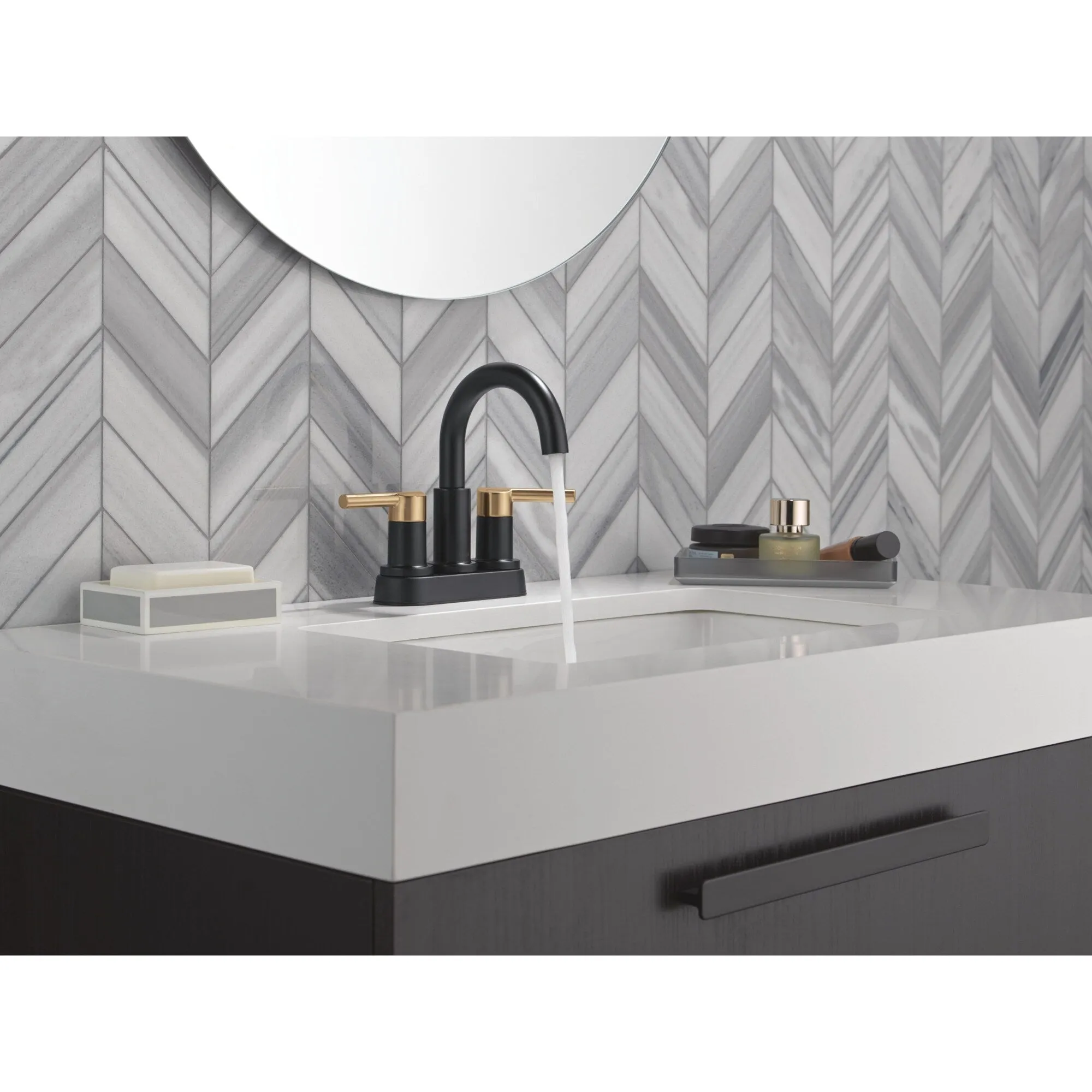 Delta 25749LF Nicoli 1.2 GPM Centerset Bathroom Faucet with Push