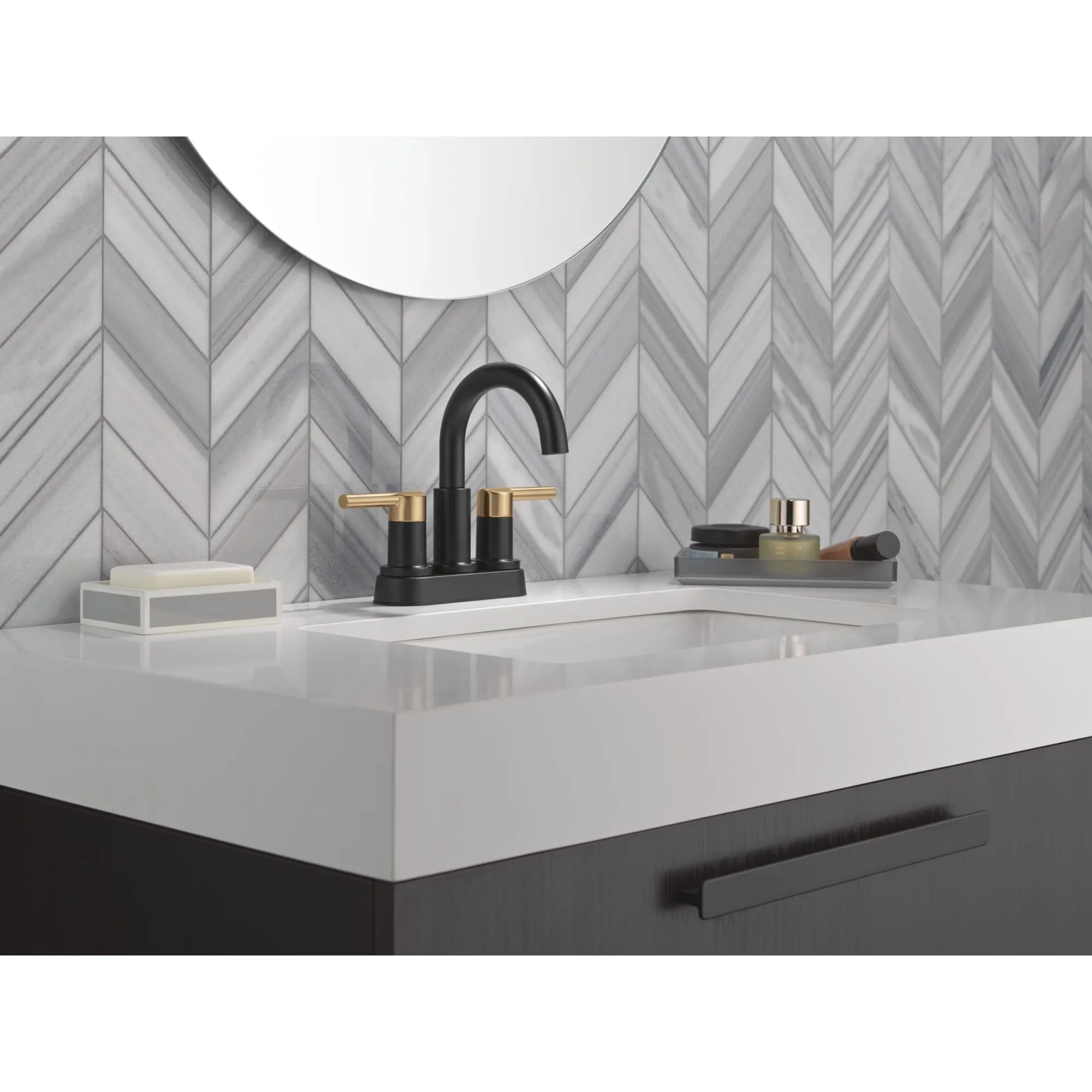 Delta 25749LF Nicoli 1.2 GPM Centerset Bathroom Faucet with Push