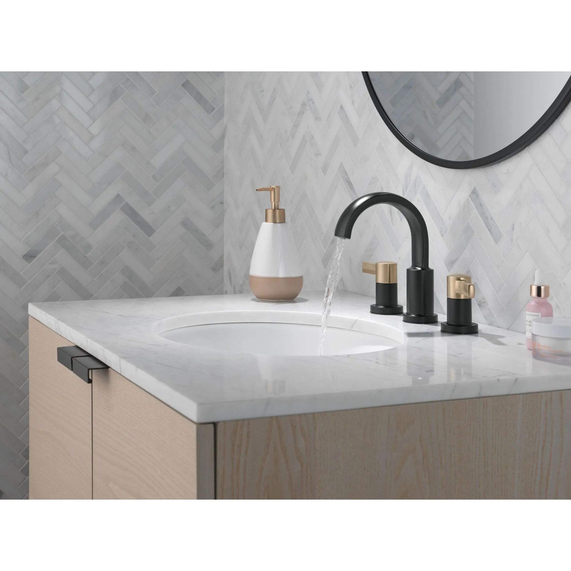 Delta 35855LF Albion Two Handle Widespread Bathroom Faucet with Push