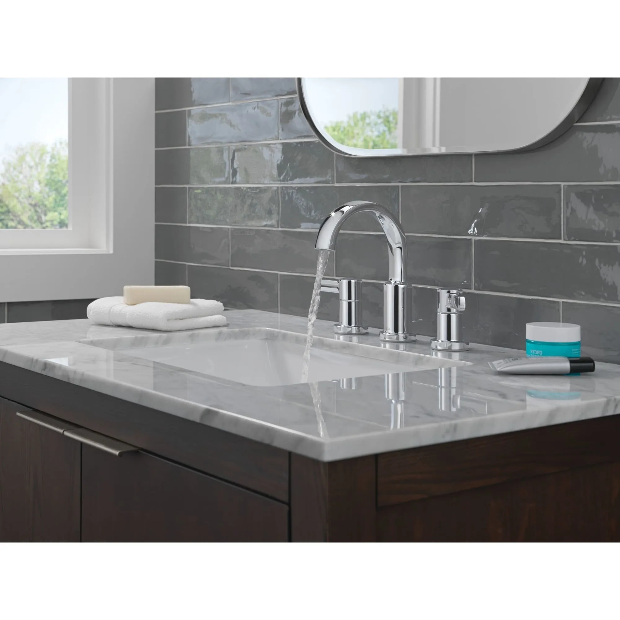 Delta 35855LF Albion Two Handle Widespread Bathroom Faucet with Push