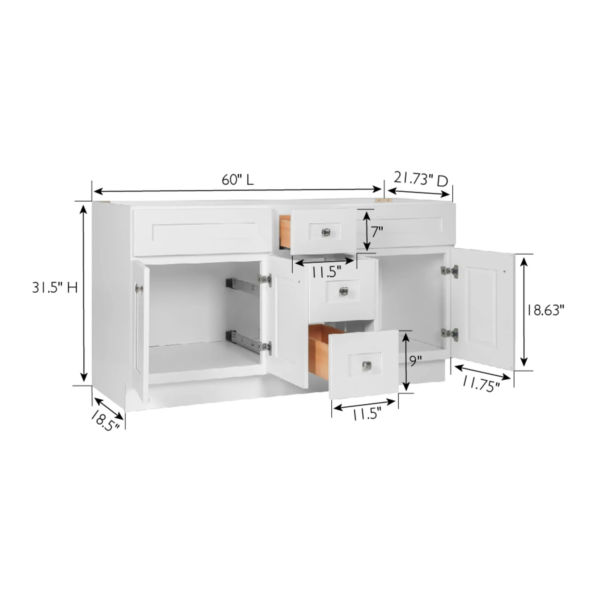 Design House 215012 Brookings 60 Double Free Standing Vanity Cabinet