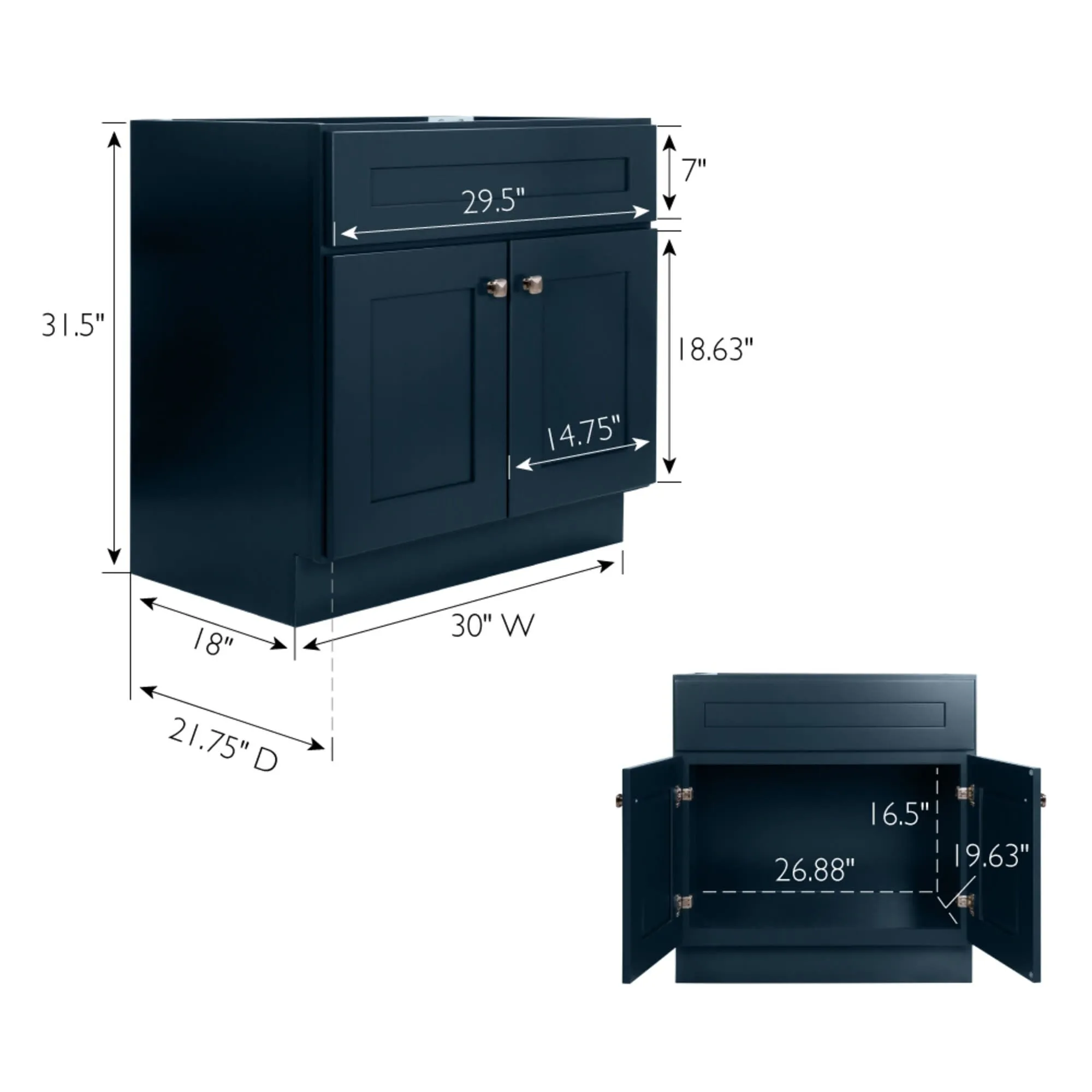 Design House 215442 Brookings 30 Single Free Standing Vanity Cabinet