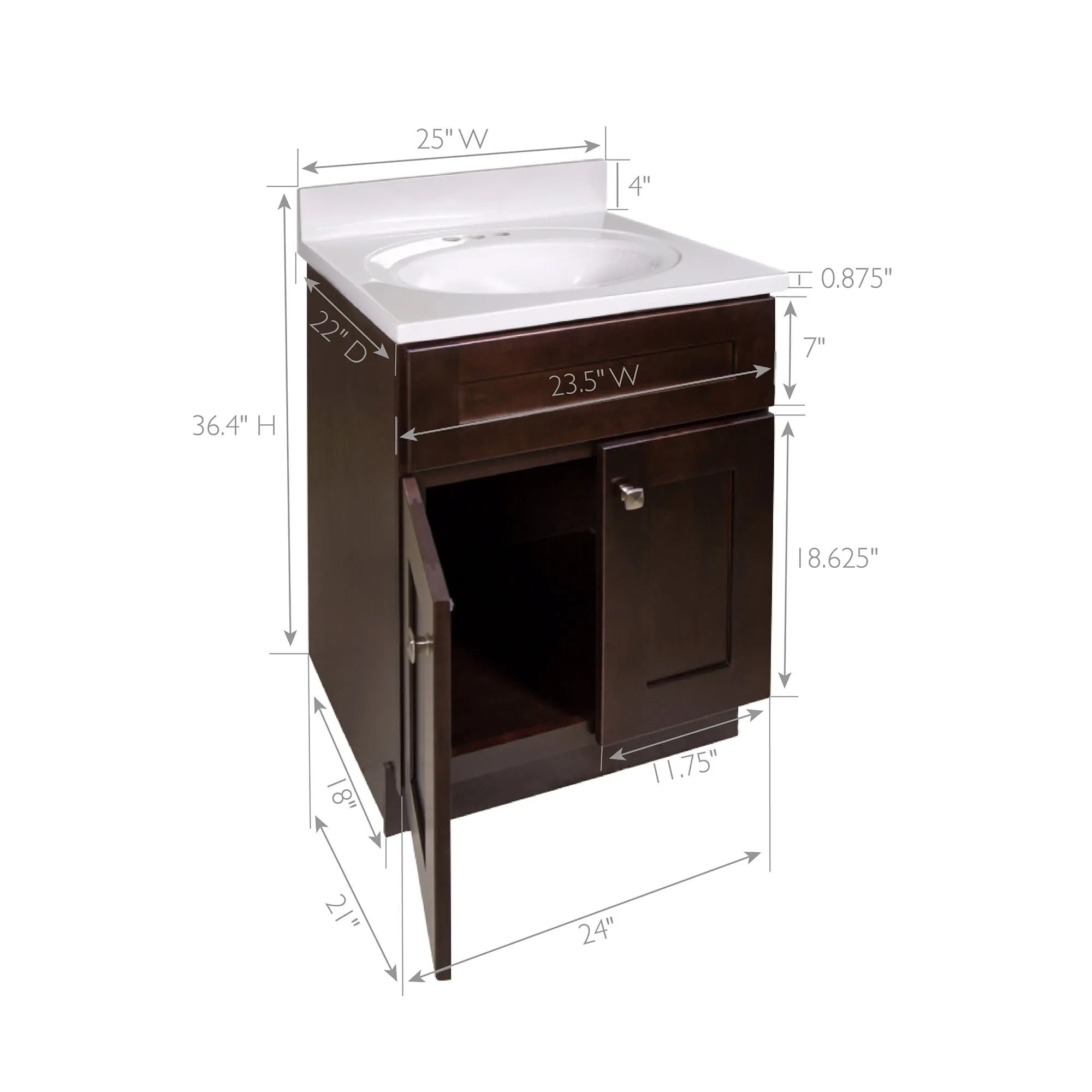 Design House 215483 Brookings 25 Free Standing Single Basin Vanity