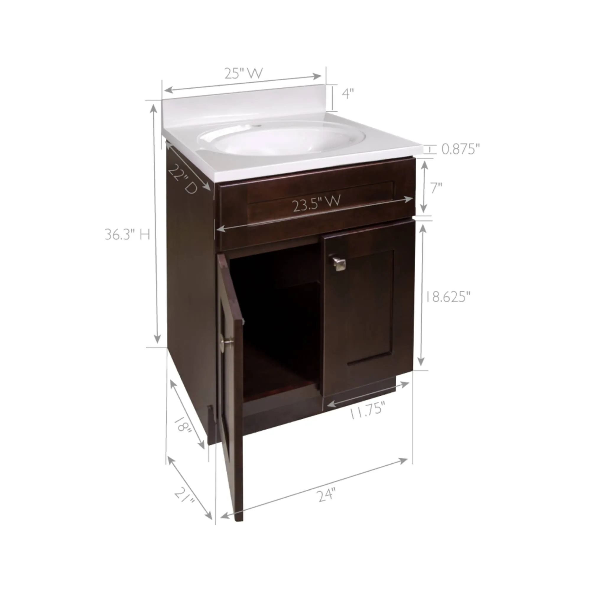 Design House 215491 Brookings 25 Free Standing Single Basin Vanity