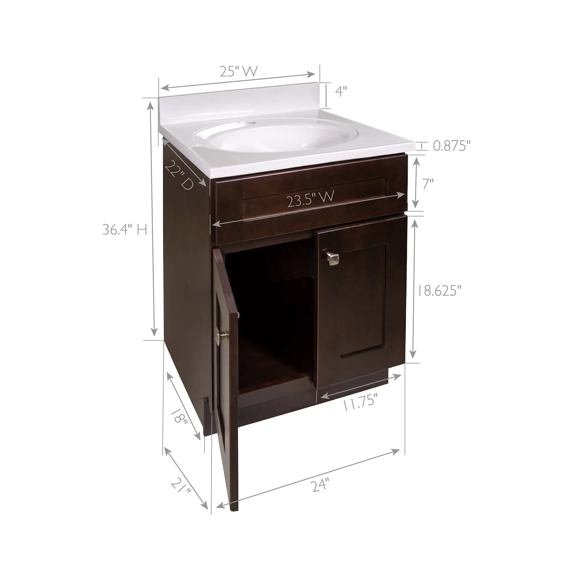 Design House 215491 Brookings 25 Free Standing Single Basin Vanity