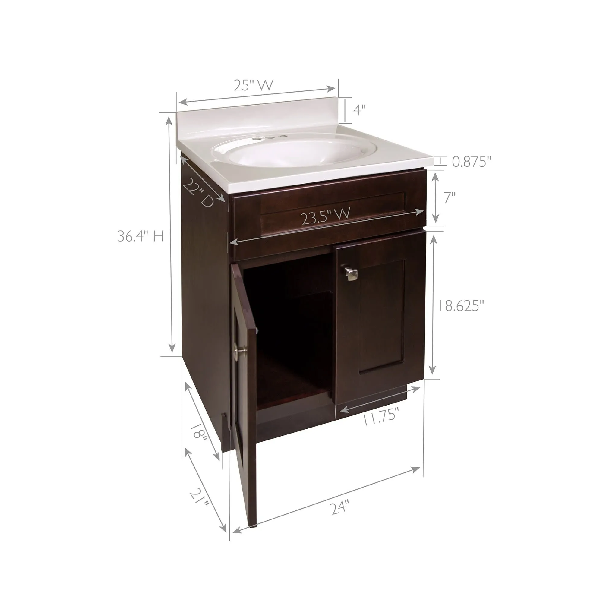Design House 215509 Brookings 25 Free Standing Single Basin Vanity