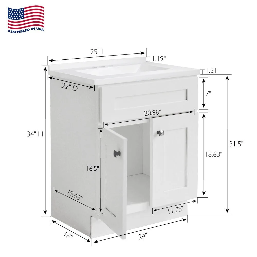 Design House 215624 Brookings 25 Free Standing Single Basin Vanity
