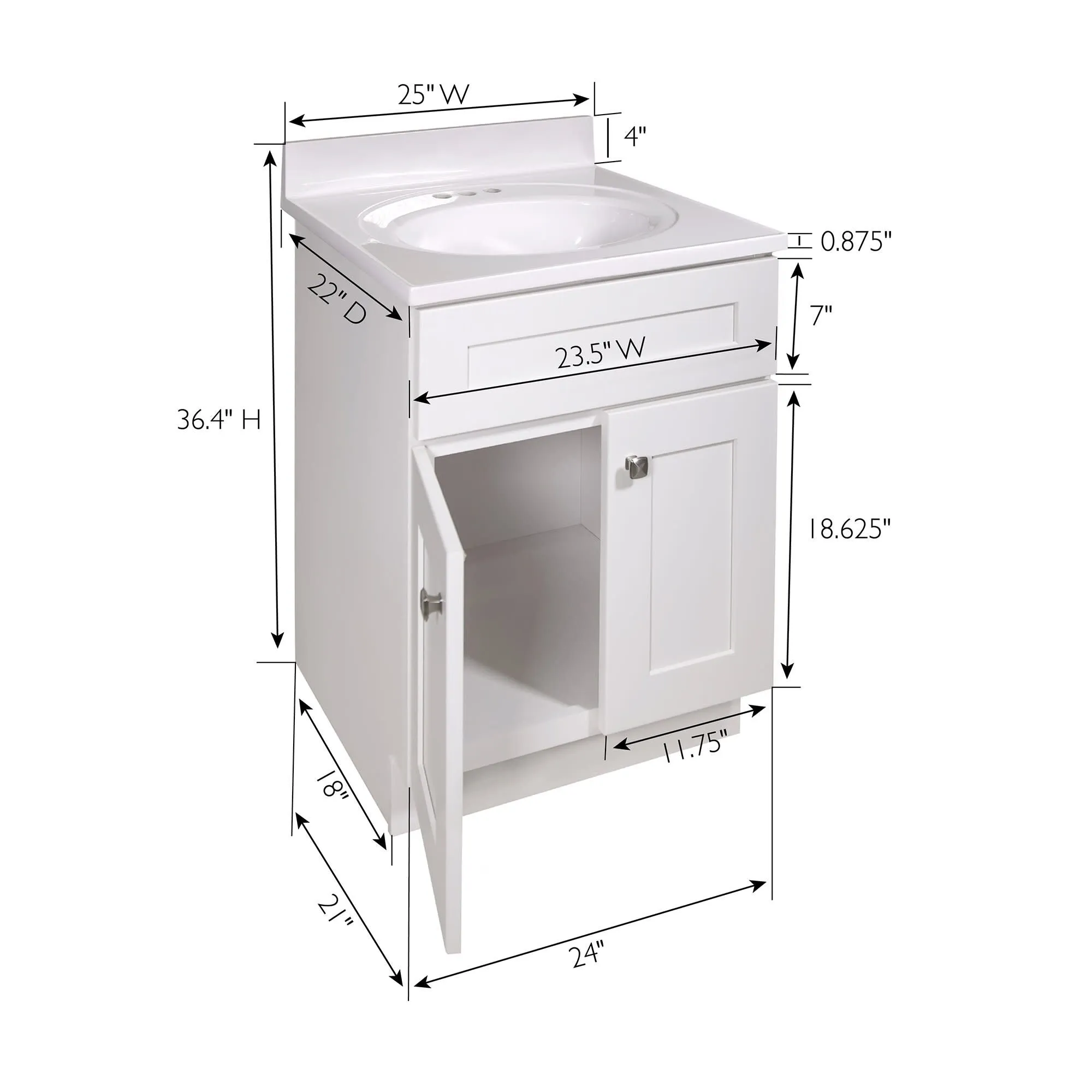Design House 215632 Brookings 25 Free Standing Single Basin Vanity