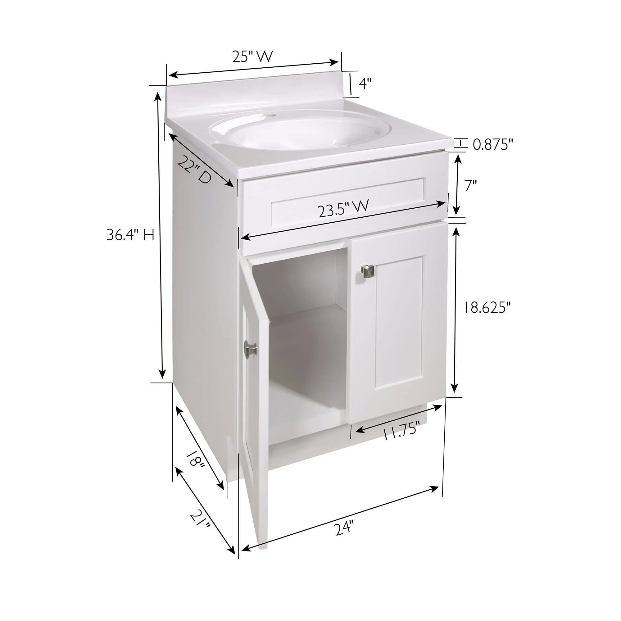 Design House 215640 Brookings 25 Free Standing Single Basin Vanity