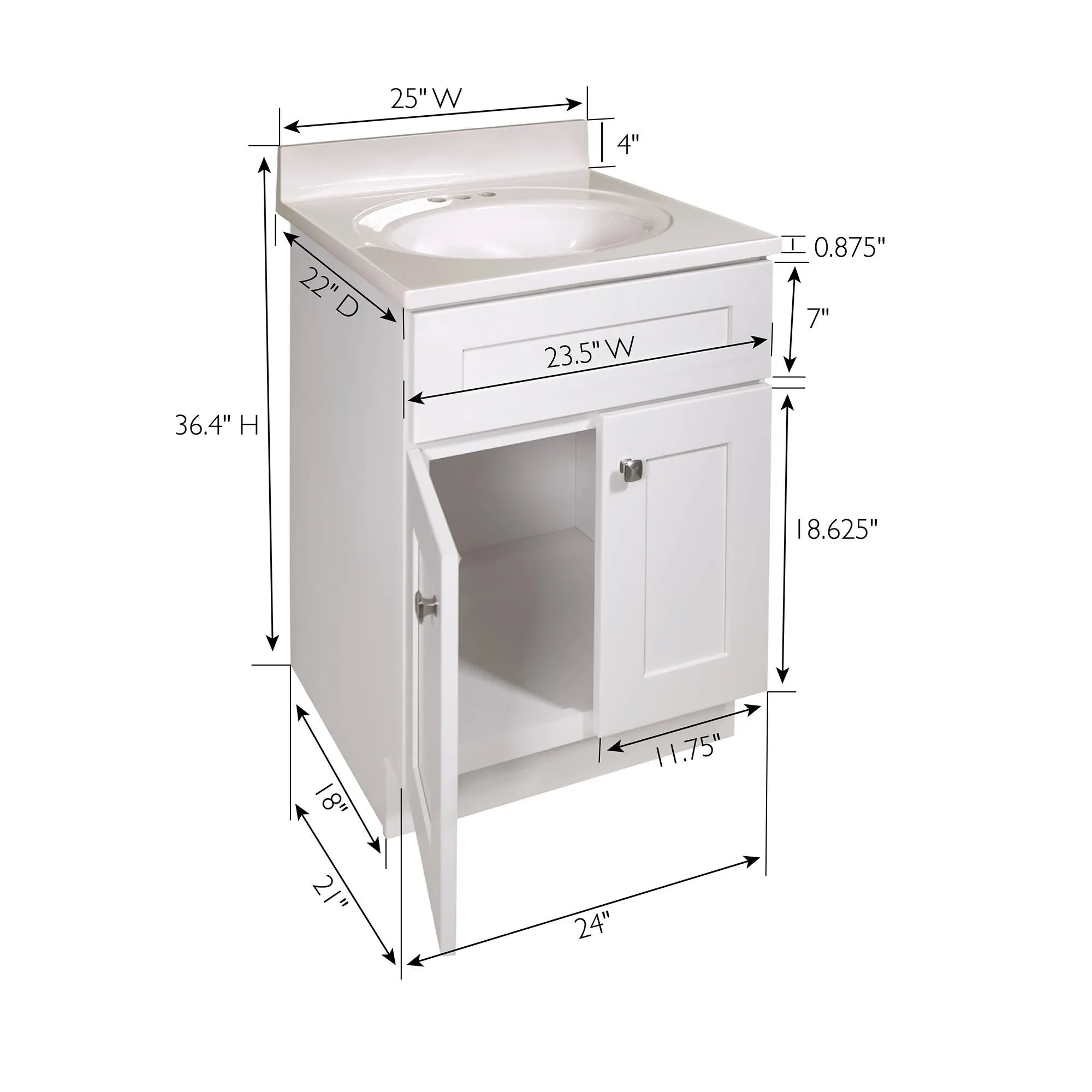 Design House 215657 Brookings 25 Free Standing Single Basin Vanity