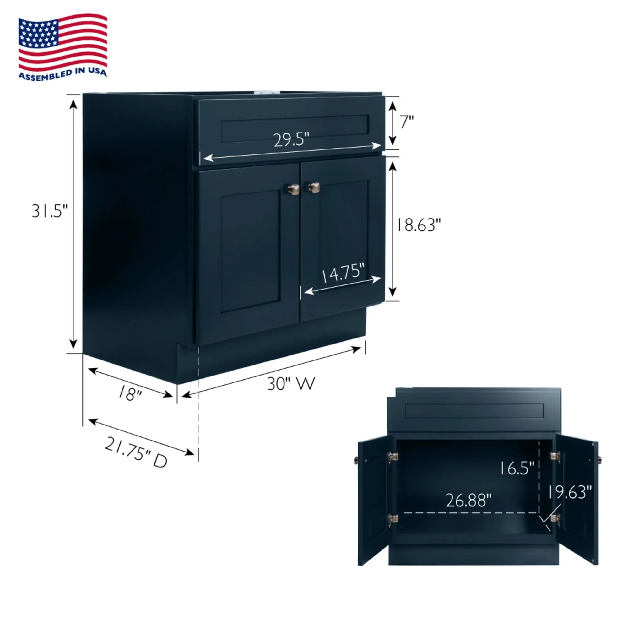 Design House 215665 Brookings 30 Single Free Standing Vanity Cabinet