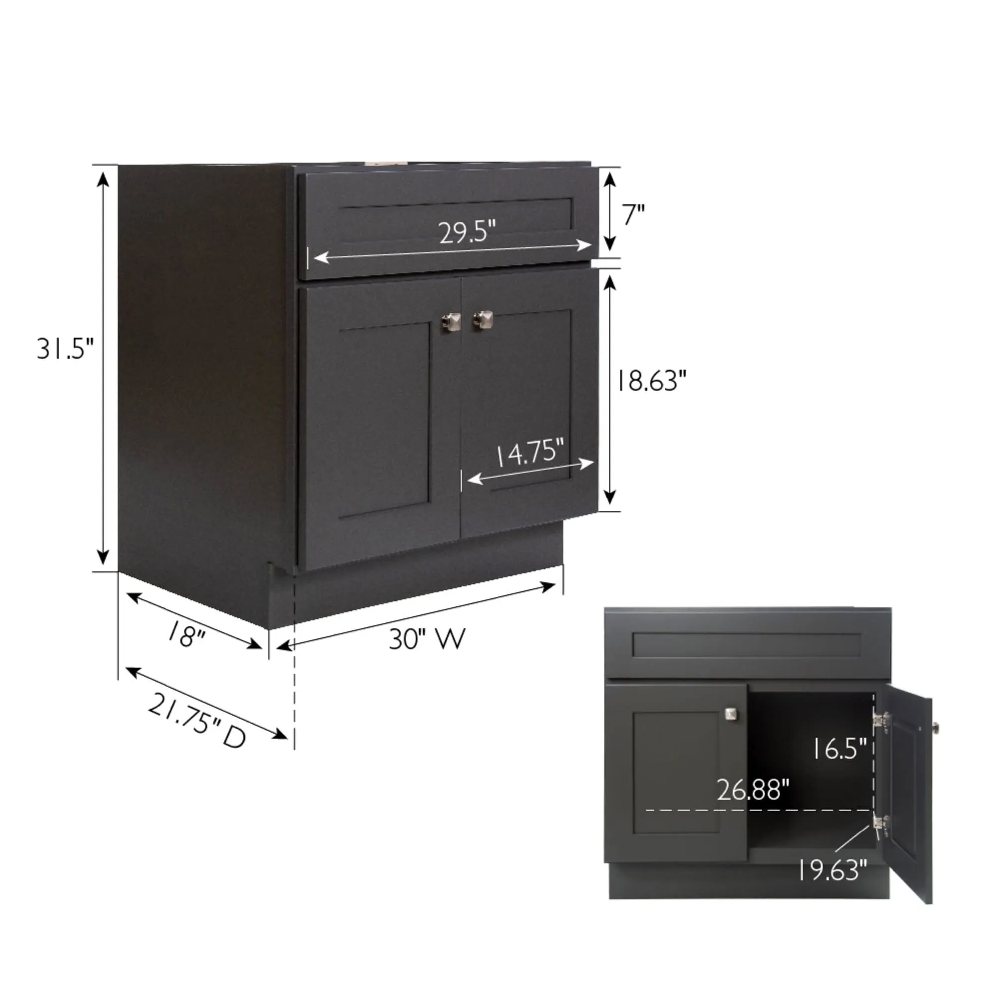Design House 216002 Brookings 30 Single Free Standing Vanity Cabinet