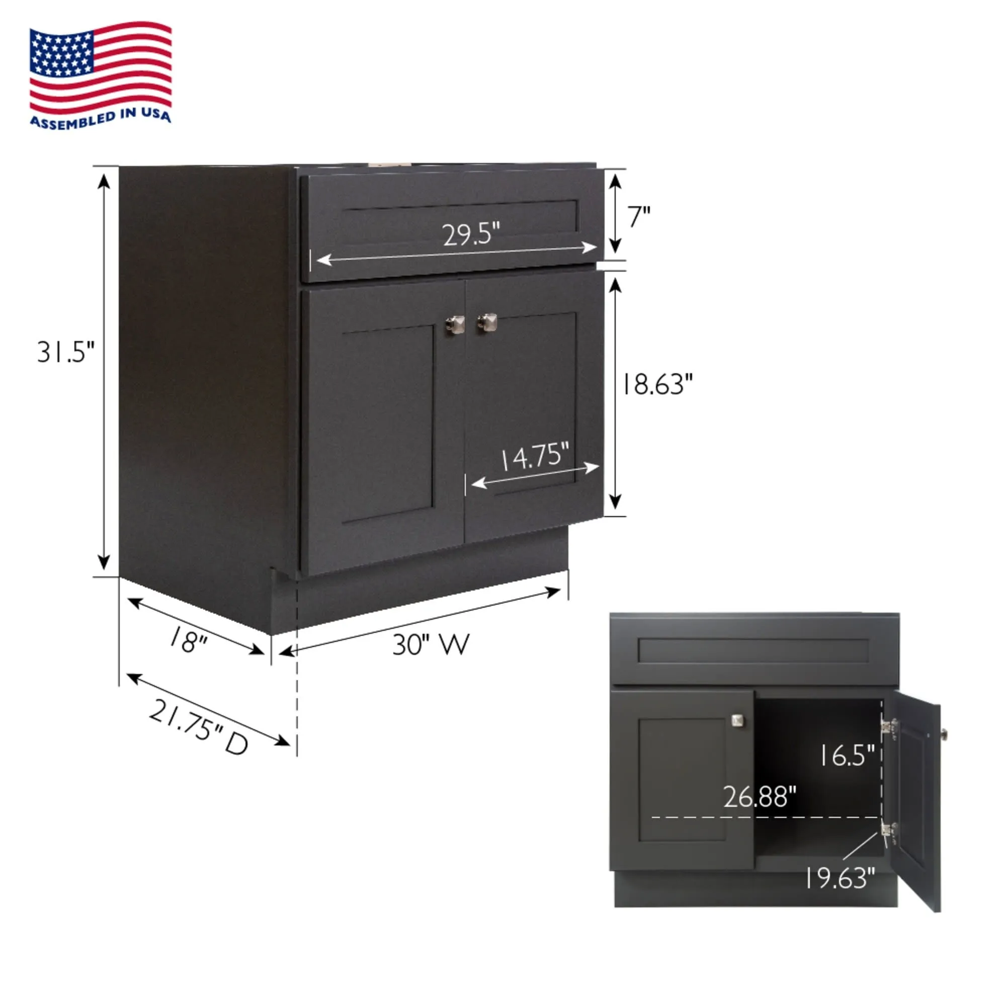 Design House 216010 Brookings 30 Single Free Standing Vanity Cabinet