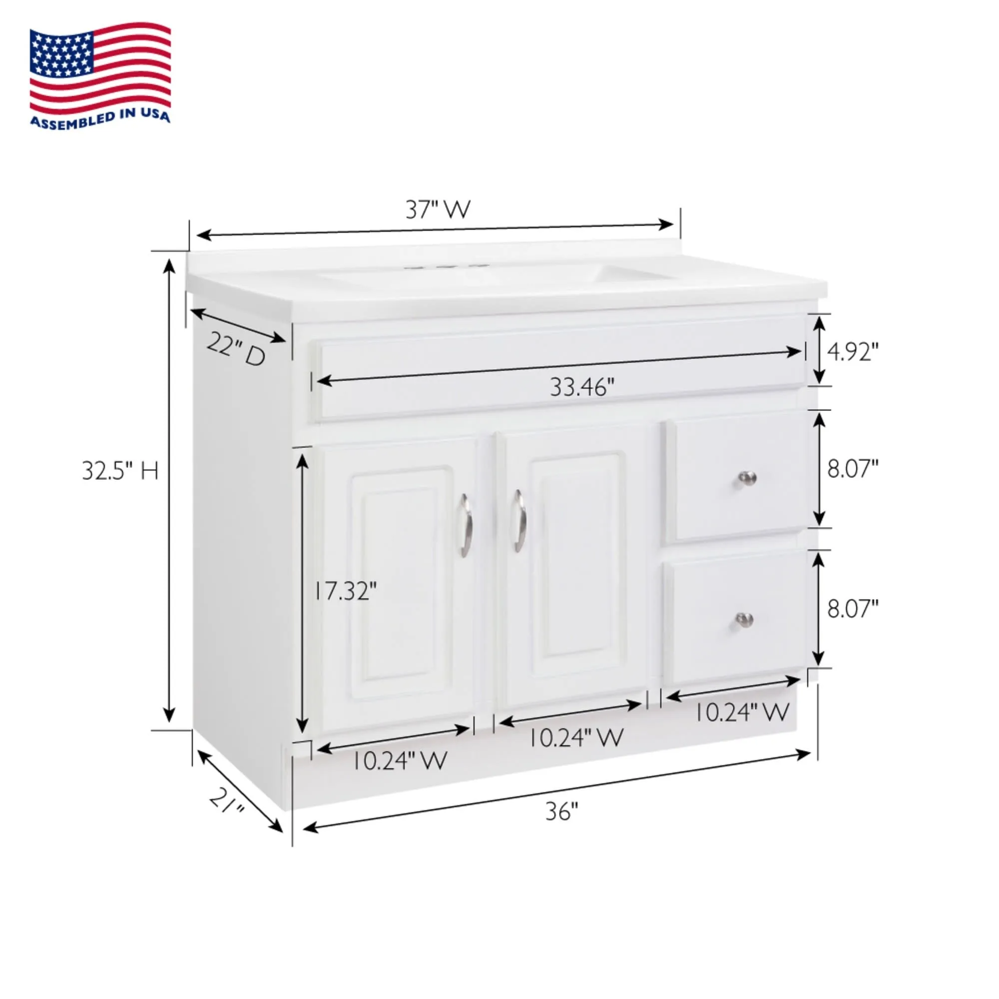 Design House 216309 Concord 37 Free Standing Single Basin Vanity Set