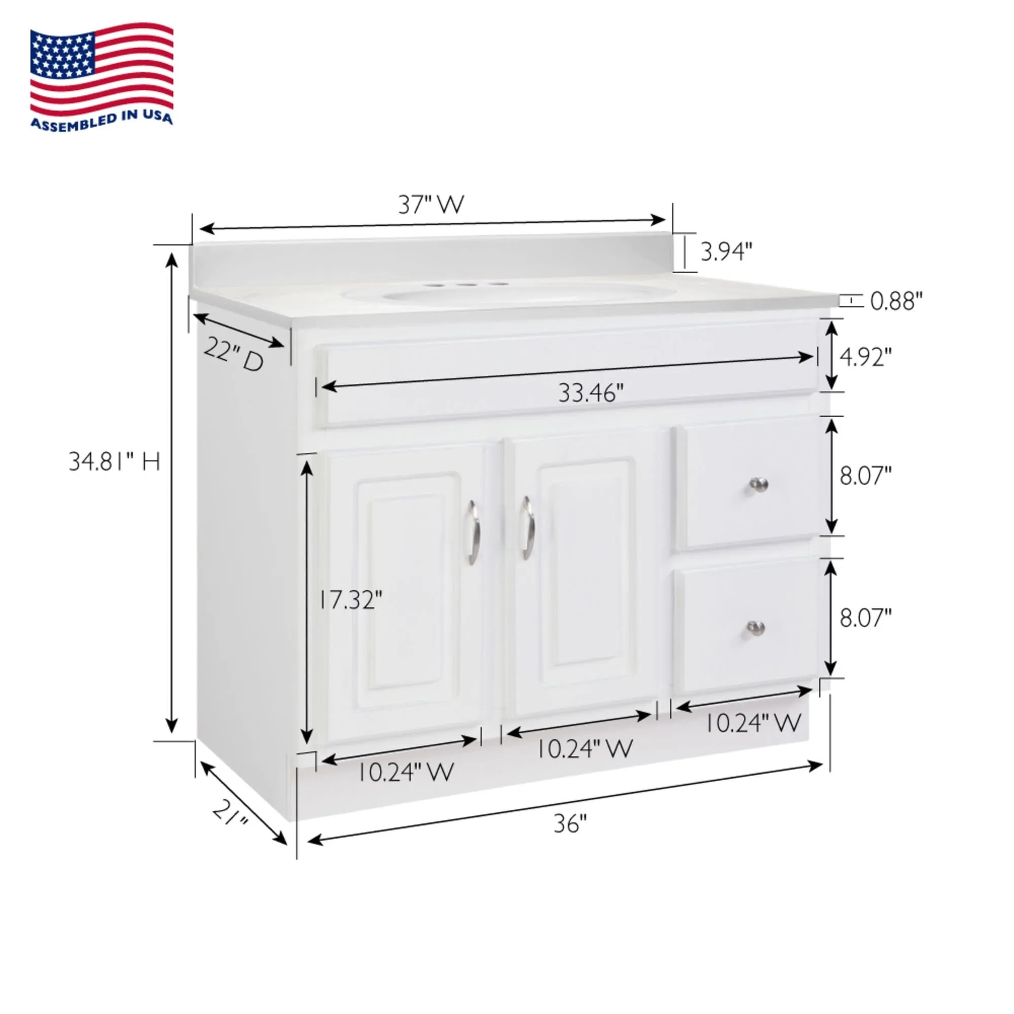 Design House 216341 Concord 37 Free Standing Single Basin Vanity Set