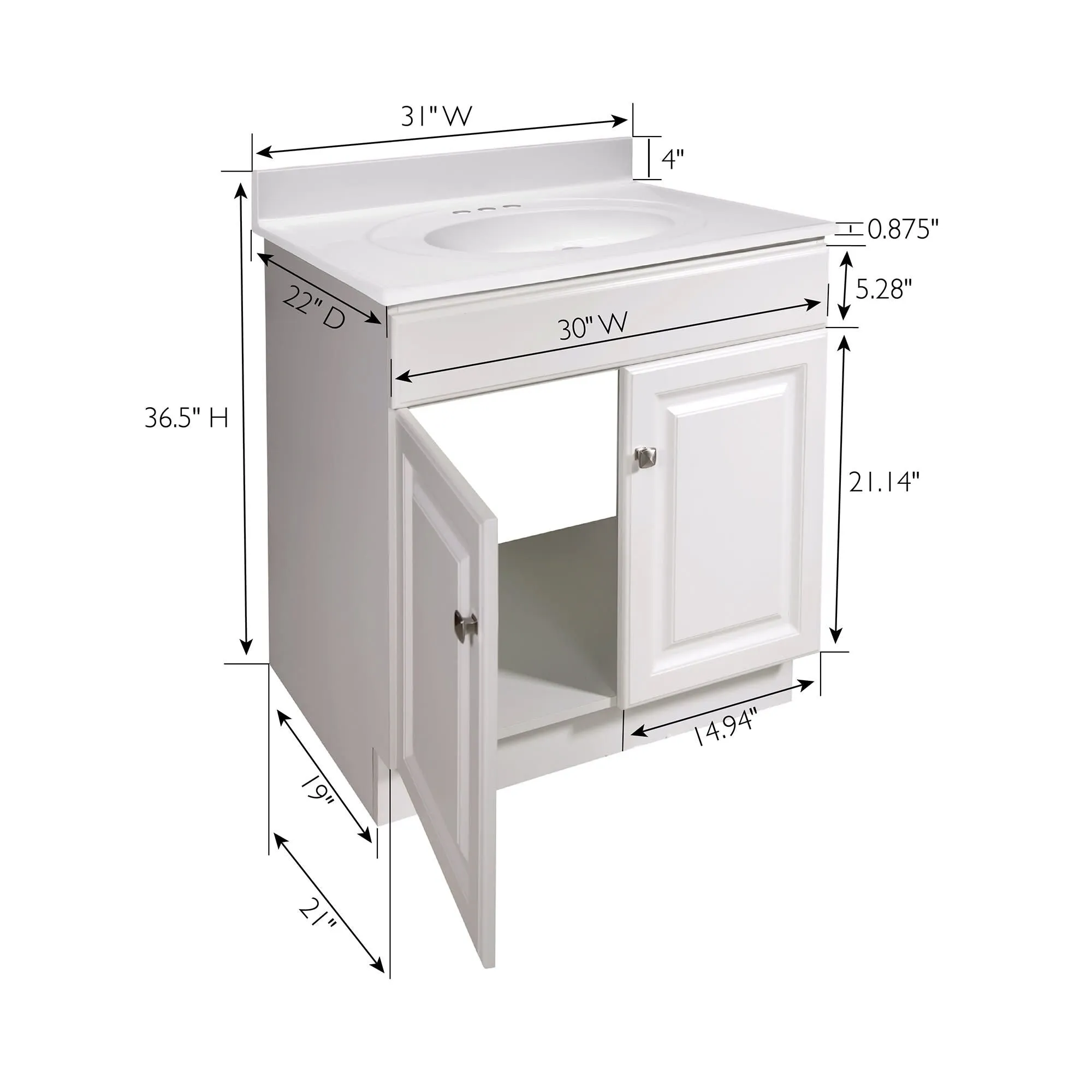 Design House 586461 Wyndham 31 Free Standing Single Basin Vanity Set