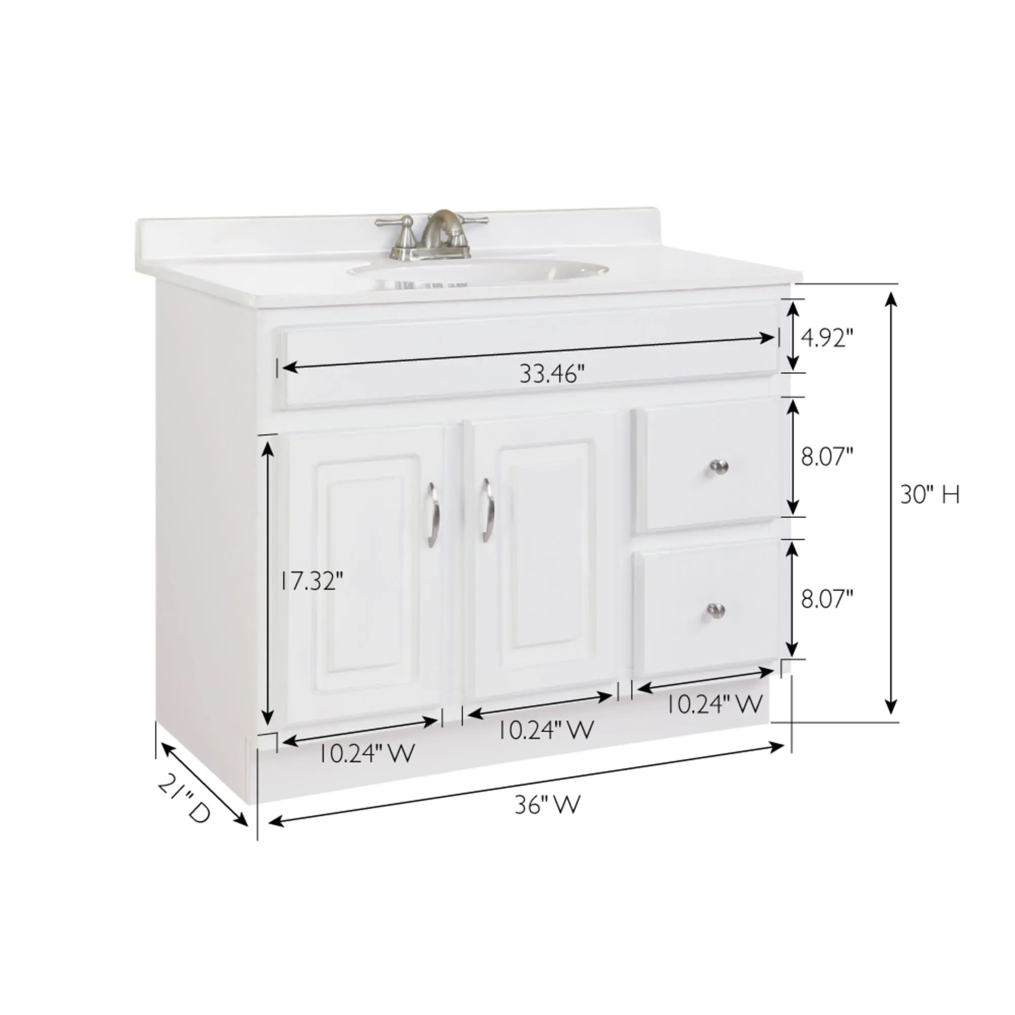 Design House Concord 36 Single Free Standing Wood Vanity Cabinet Only