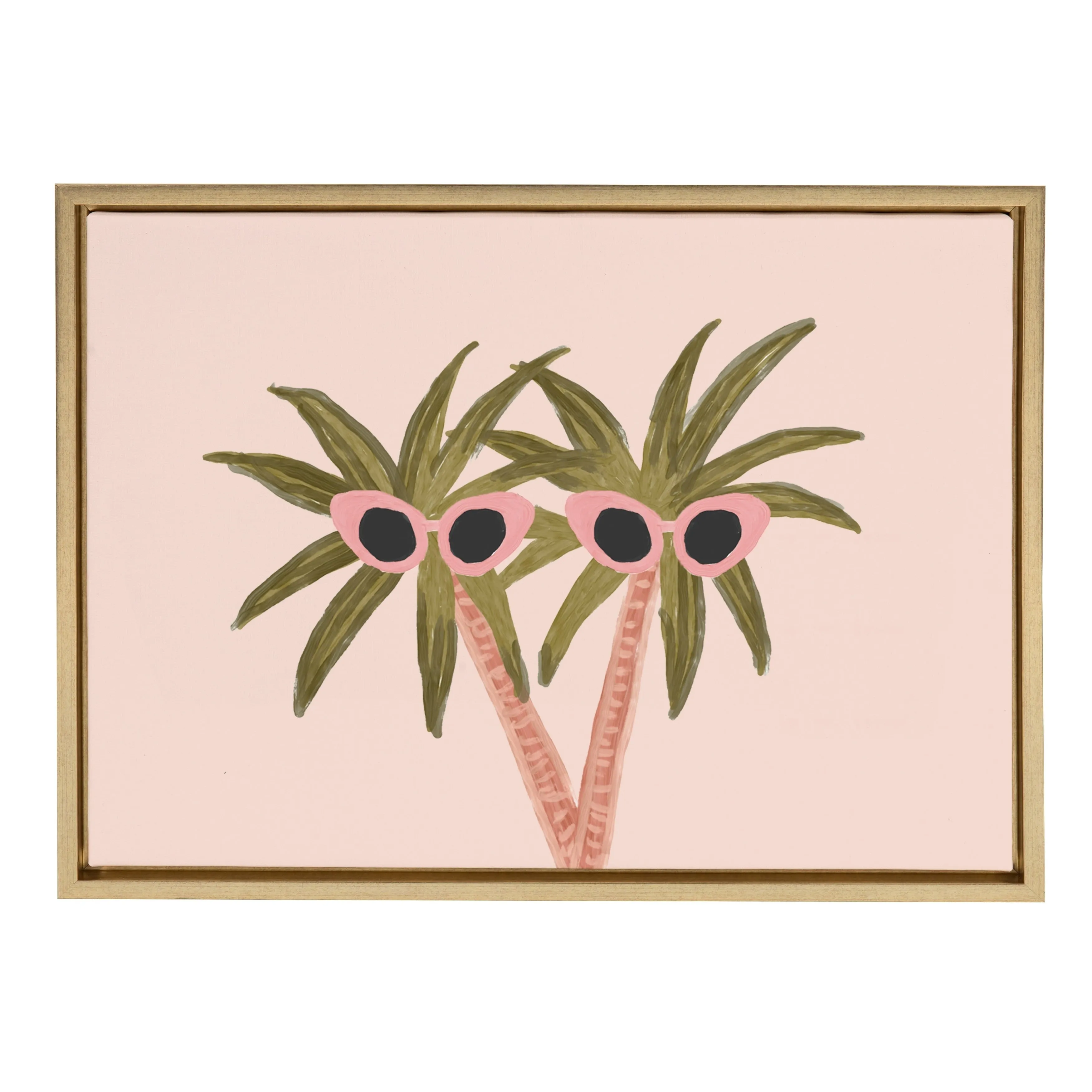 DesignOvation Sylvie Palm Trees And Sun Framed Canvas By Kendra Dandy