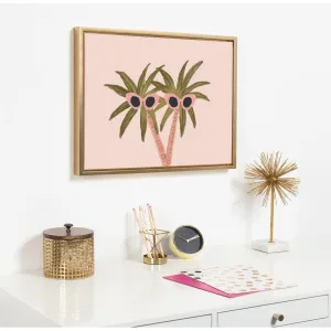 DesignOvation Sylvie Palm Trees And Sun Framed Canvas By Kendra Dandy