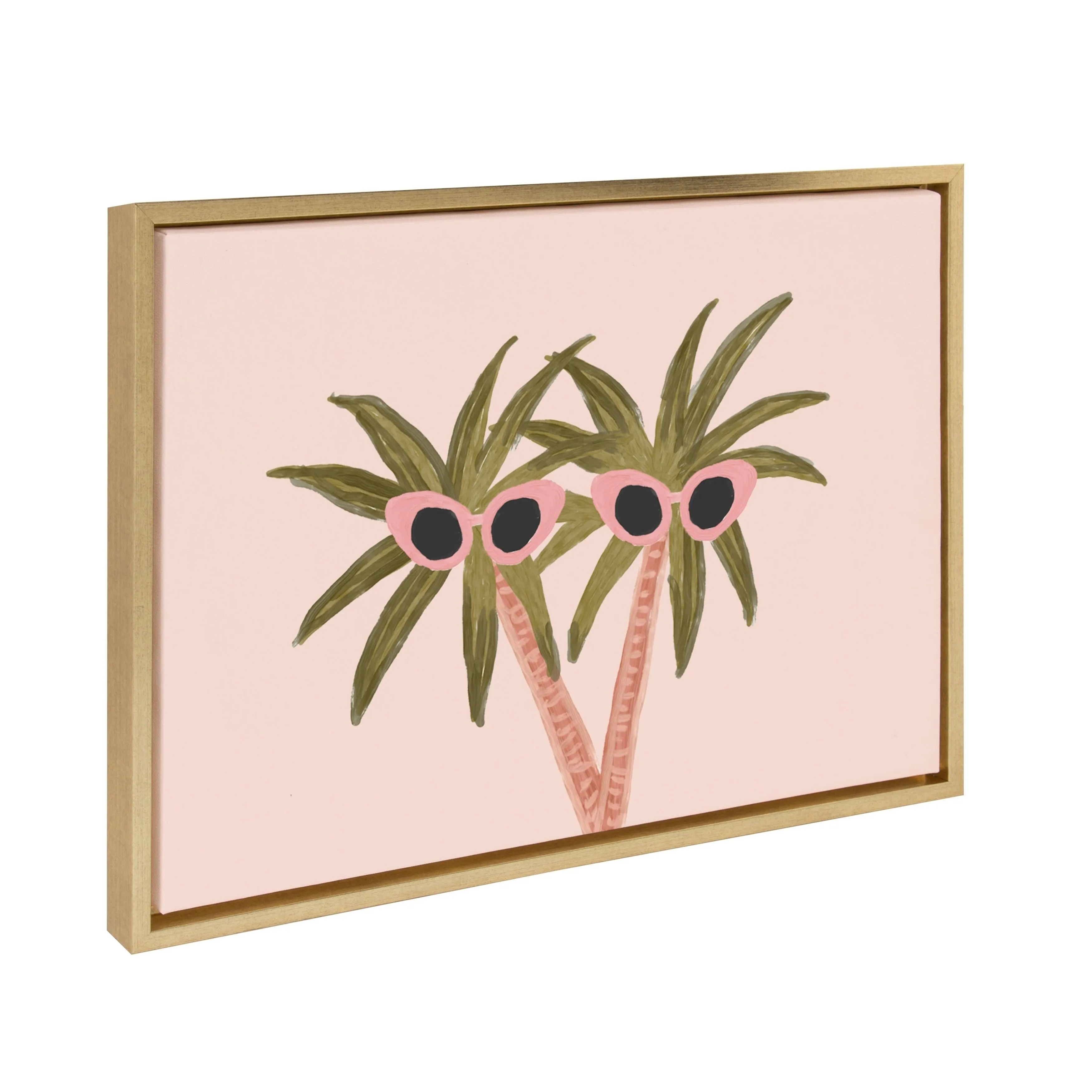 DesignOvation Sylvie Palm Trees And Sun Framed Canvas By Kendra Dandy