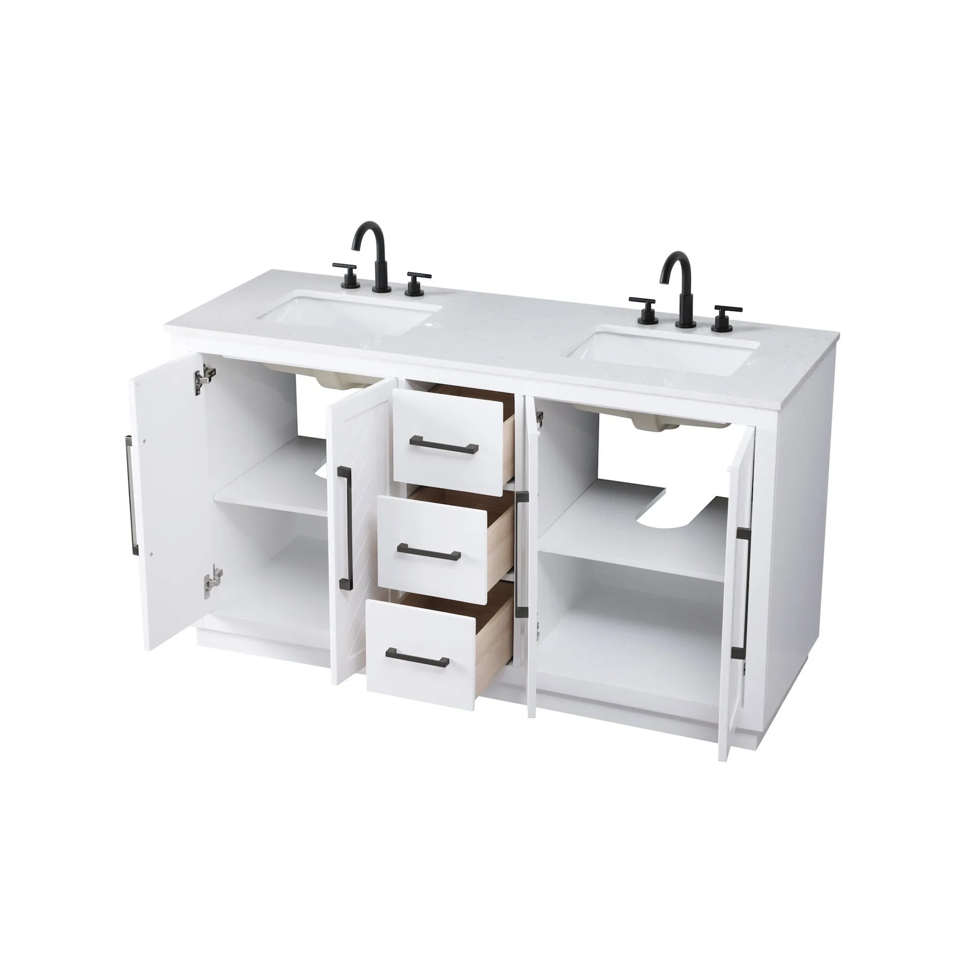 Elegant Lighting VF29060D Chase 60 Free Standing Double Basin Vanity