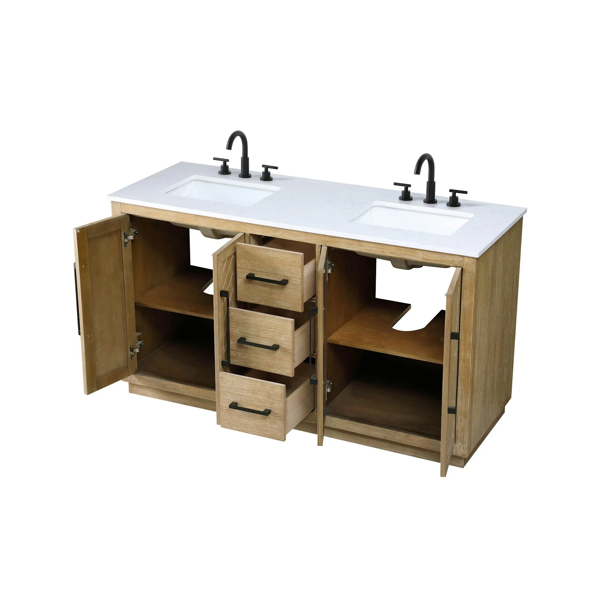 Elegant Lighting VF29060D Chase 60 Free Standing Double Basin Vanity