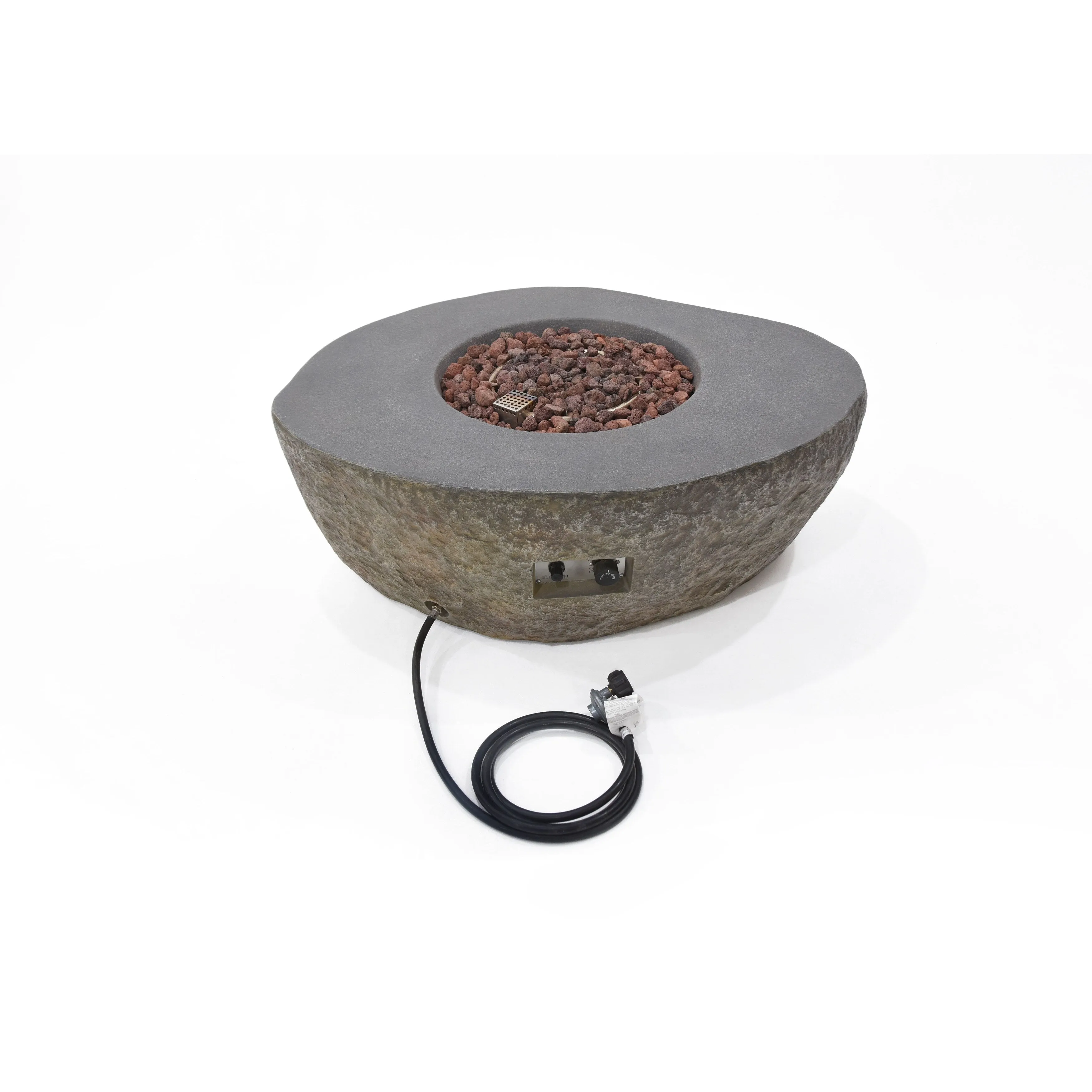 Elementi Boulder 45.000 BTU Concrete Propane Fire Table with Lava Rocks & Cover - 43.3 X 35 X 16.1