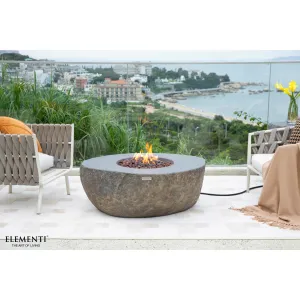 Elementi Boulder 45.000 BTU Concrete Propane Fire Table with Lava Rocks & Cover - 43.3 X 35 X 16.1