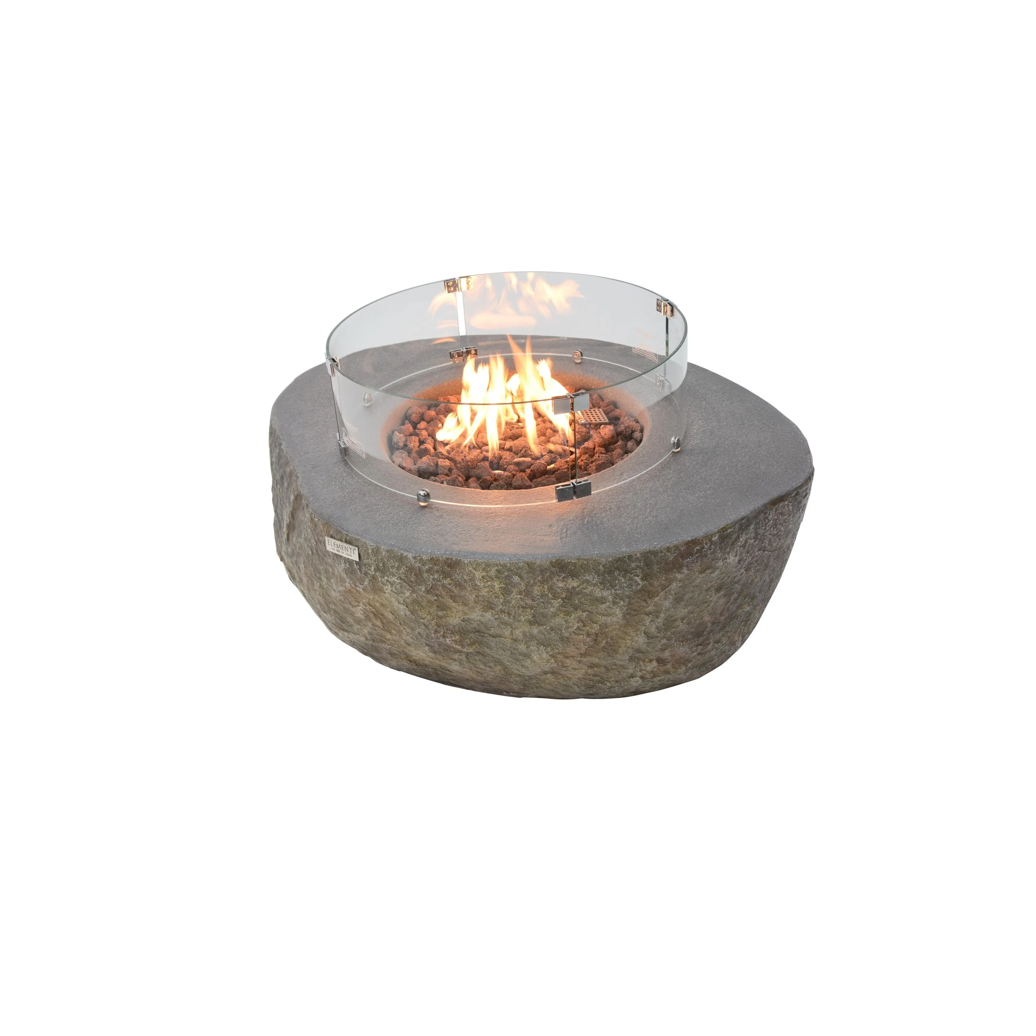 Elementi Boulder 45.000 BTU Concrete Propane Fire Table with Lava Rocks & Cover - 43.3 X 35 X 16.1